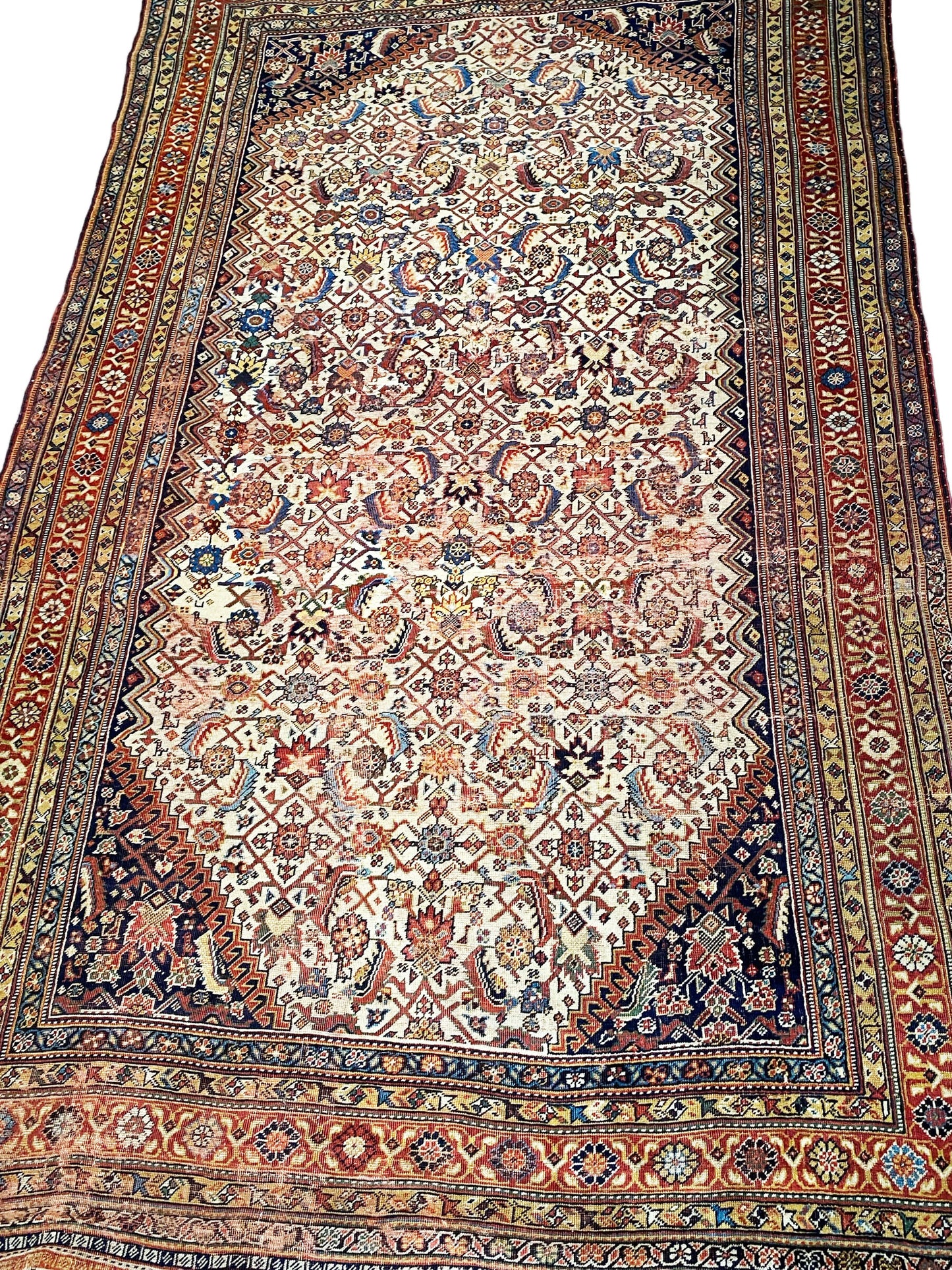 #5960 Antique 19th c Qashqai Rug with All Over Design 8'75" by 4'92"