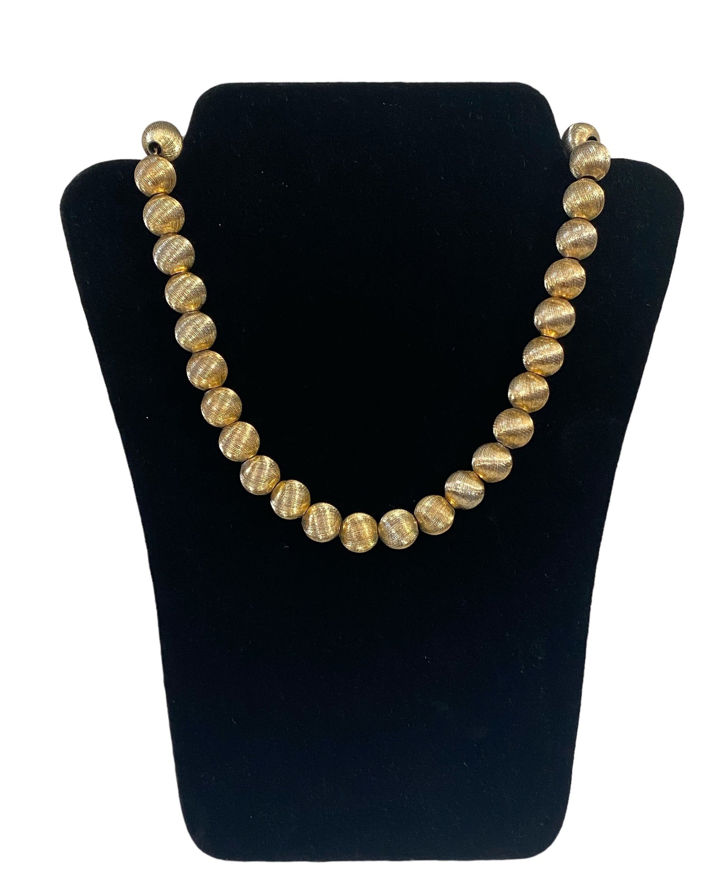 #6106 Vintage MONET Necklace Brushed Gold Tone Ball Chain Link