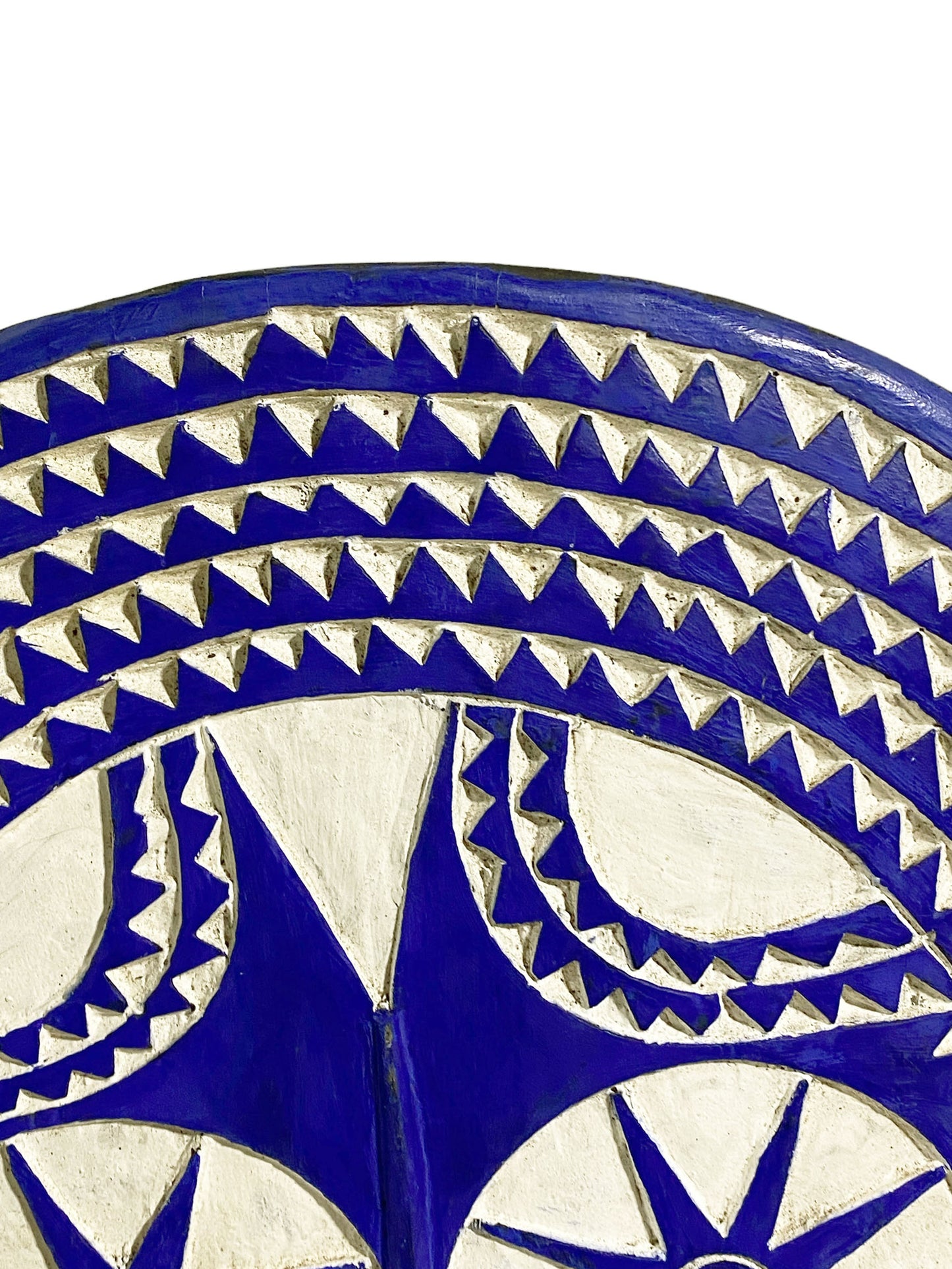 #894 Lg Bwa Sun Mask Blue and White Burkina Faso 28.5" H African Art