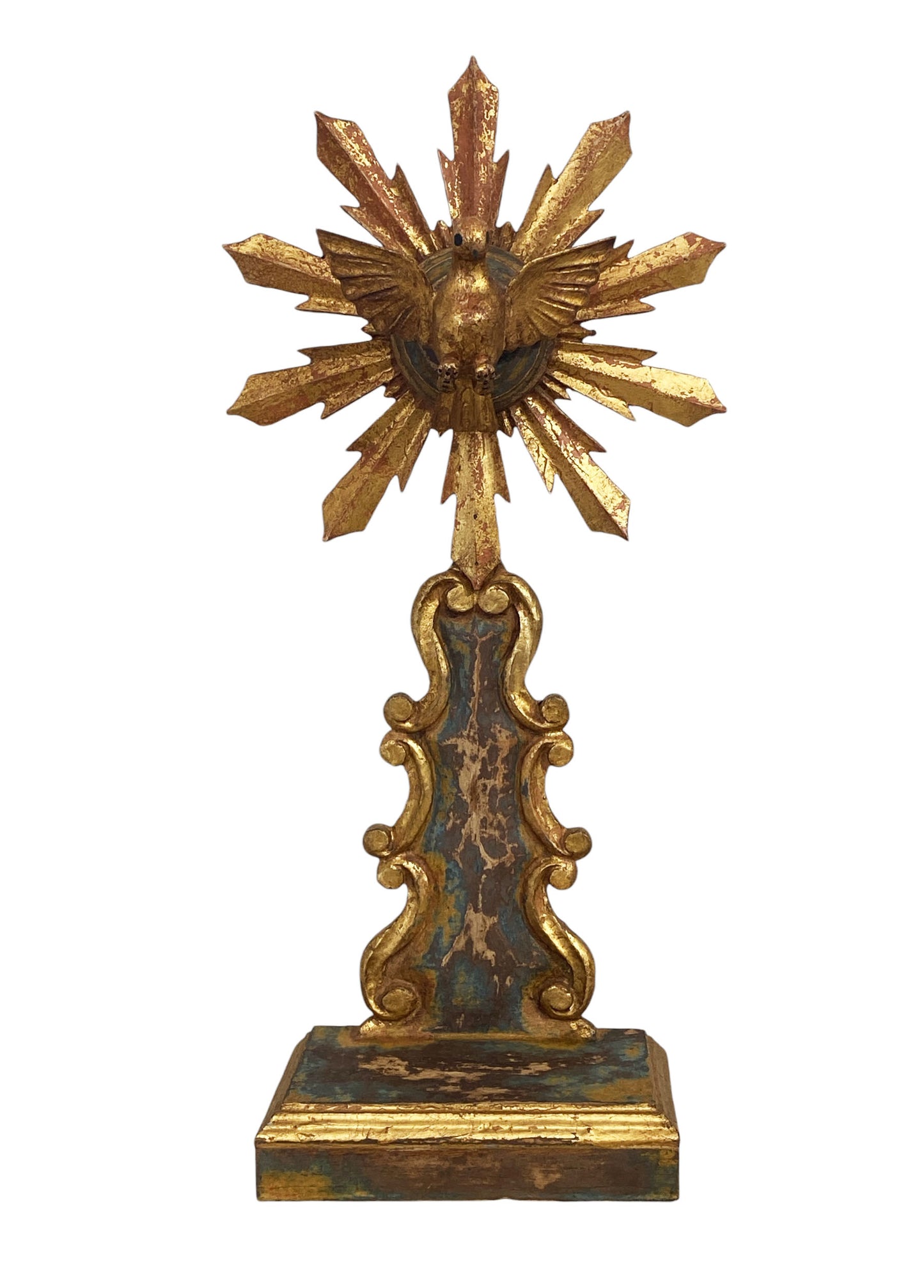 #6185 European Carved Wood Bird Sculpture on Finial 20" H