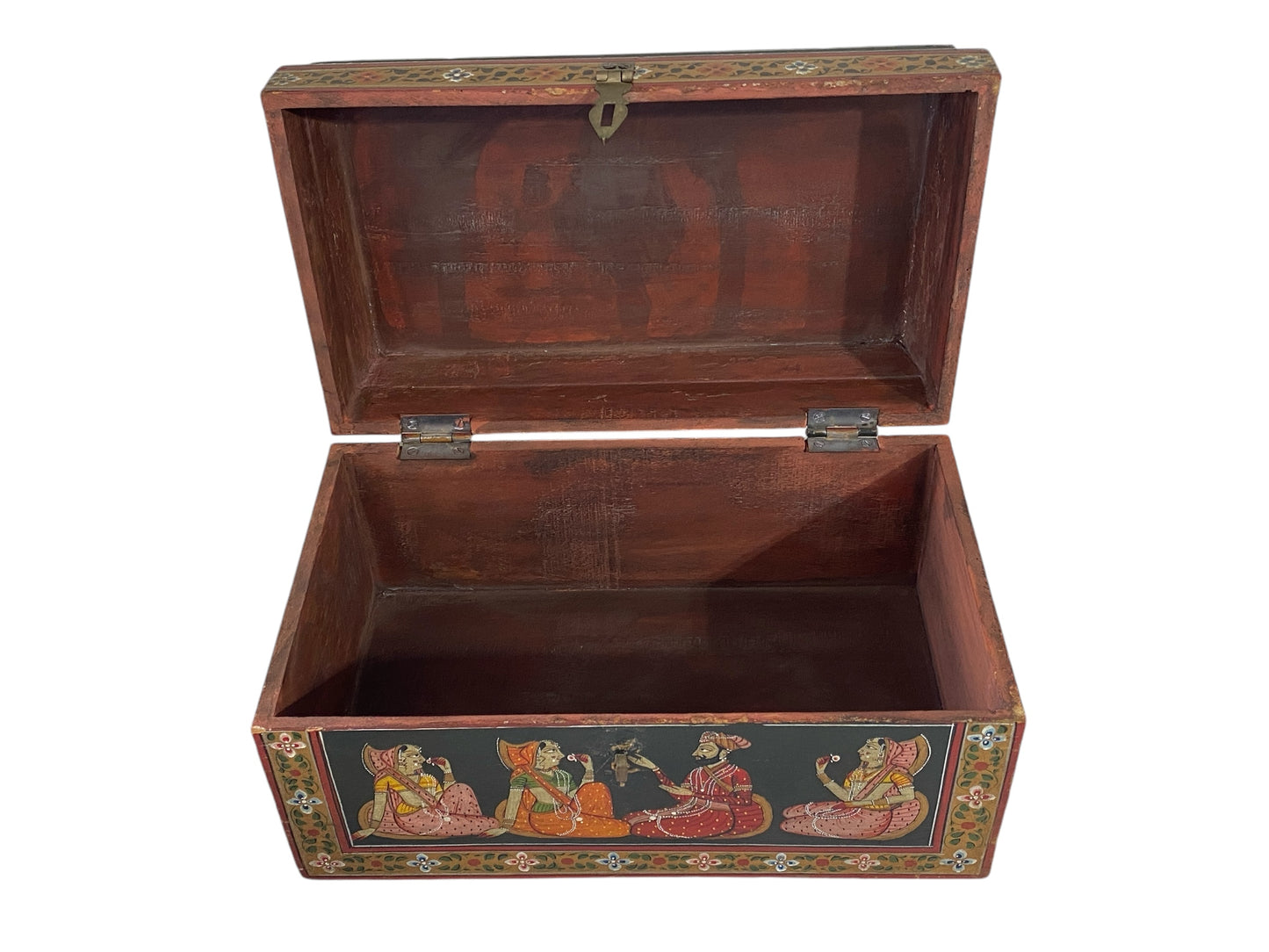 #6235 LG Vintage Indian Anglo Raj Hand Painted Box