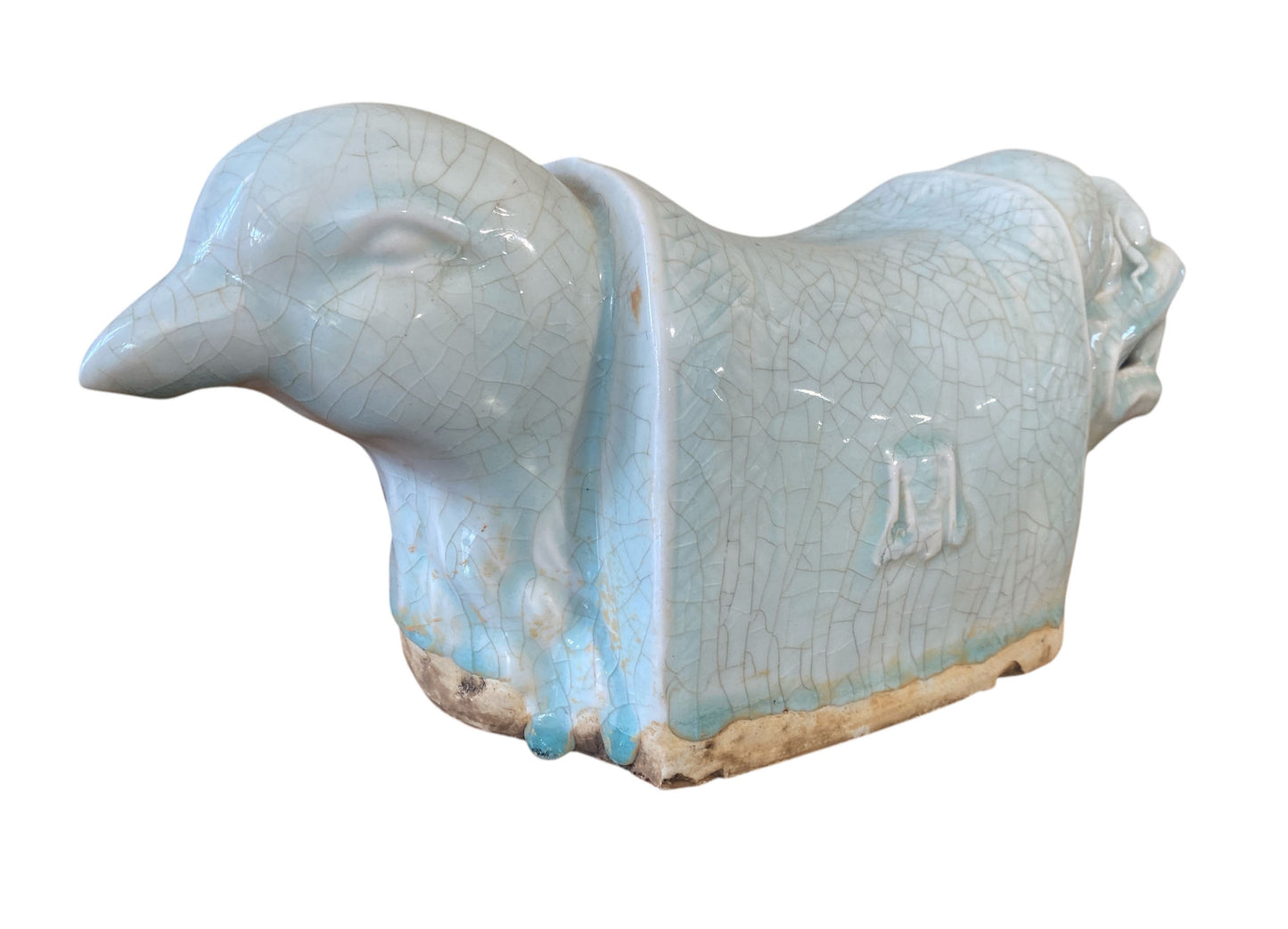 #3559 Vintage Chinoiserie Celadon Head Rest / Pillow 13.5" W