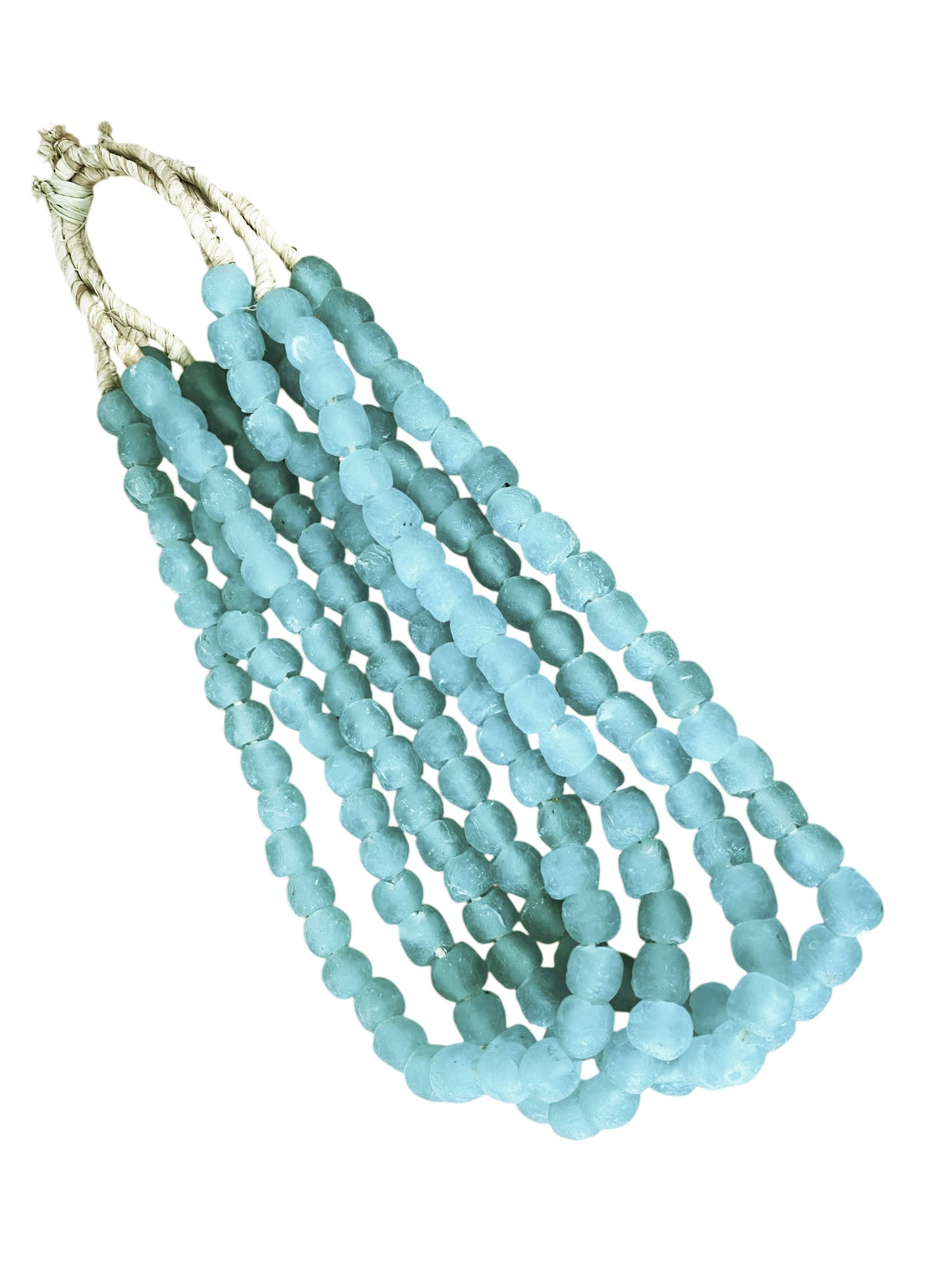 #6815 Vintage African Aqua Glass Trade Beads Strand 13" H Set of 4