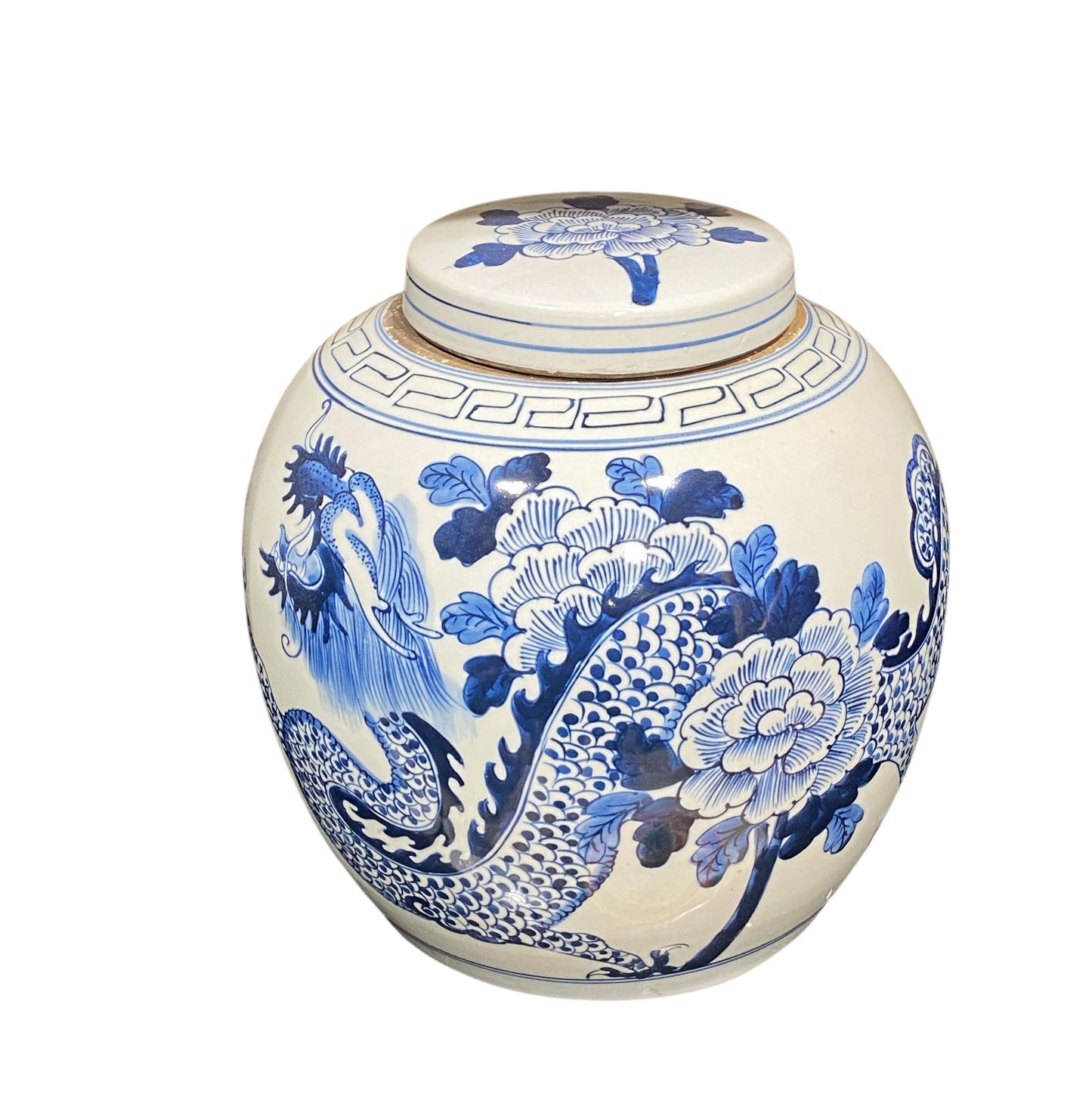 #2319 Chinoiserie Blue & White Dragon Ginger Jar 12" H