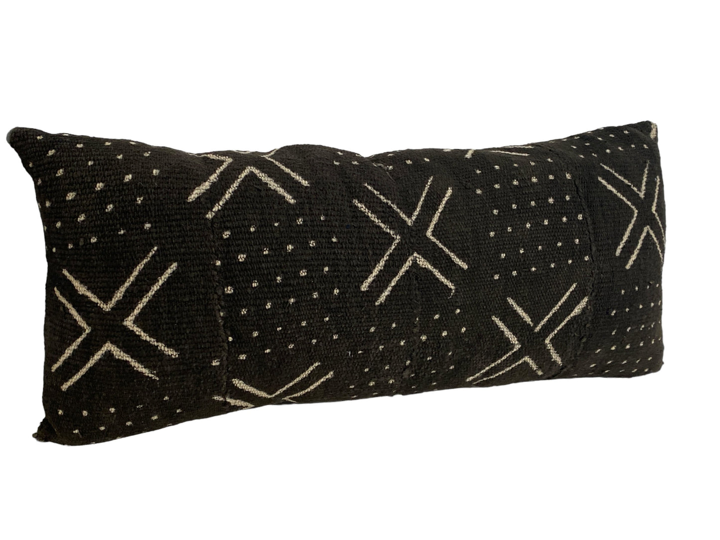 #5902 African Vintage Mud Cloth Black & White Lumbar Pillow Mali 19" W