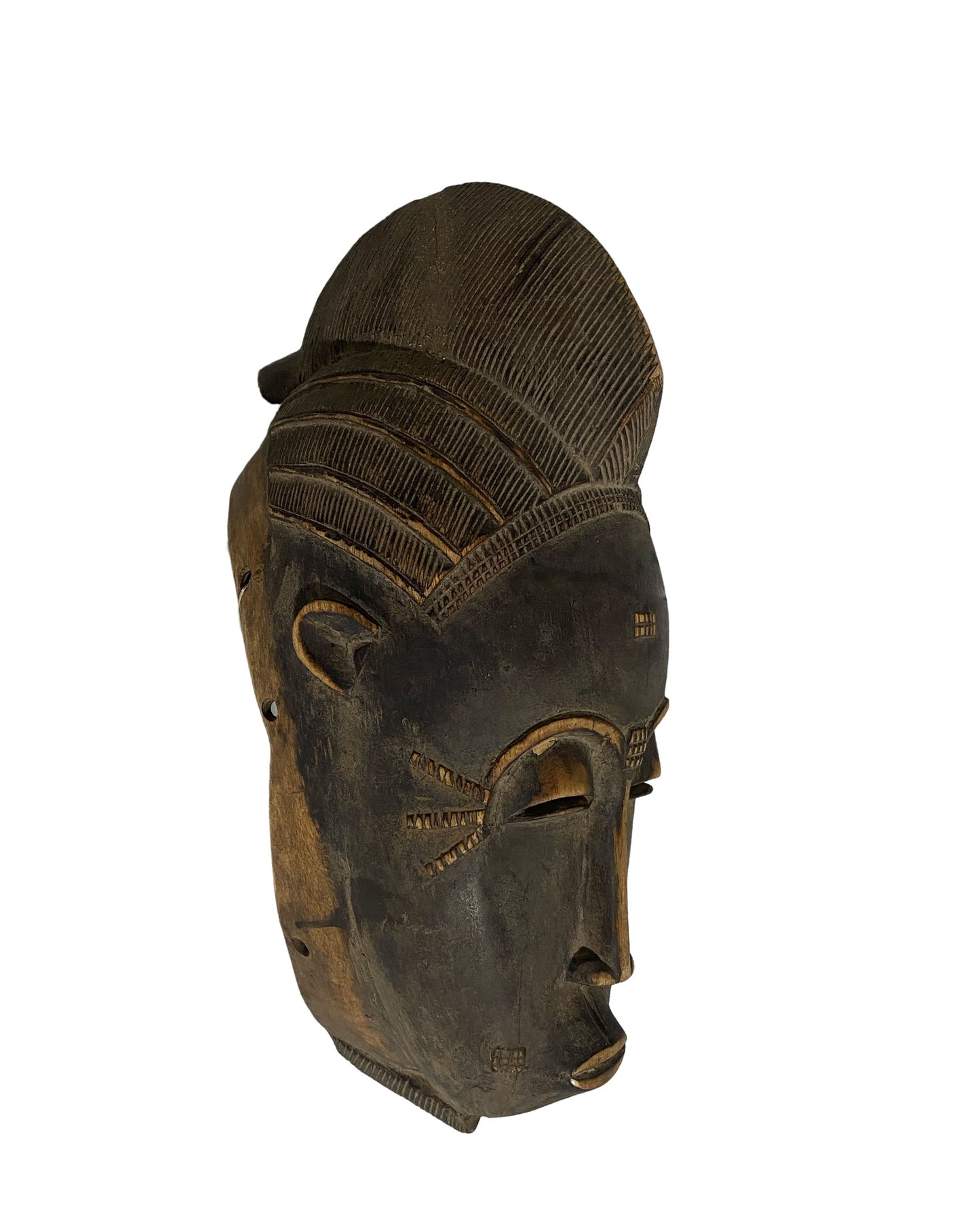 #5996 Vintage African Baule Portrait Mask Cote D'ivoire 13" H