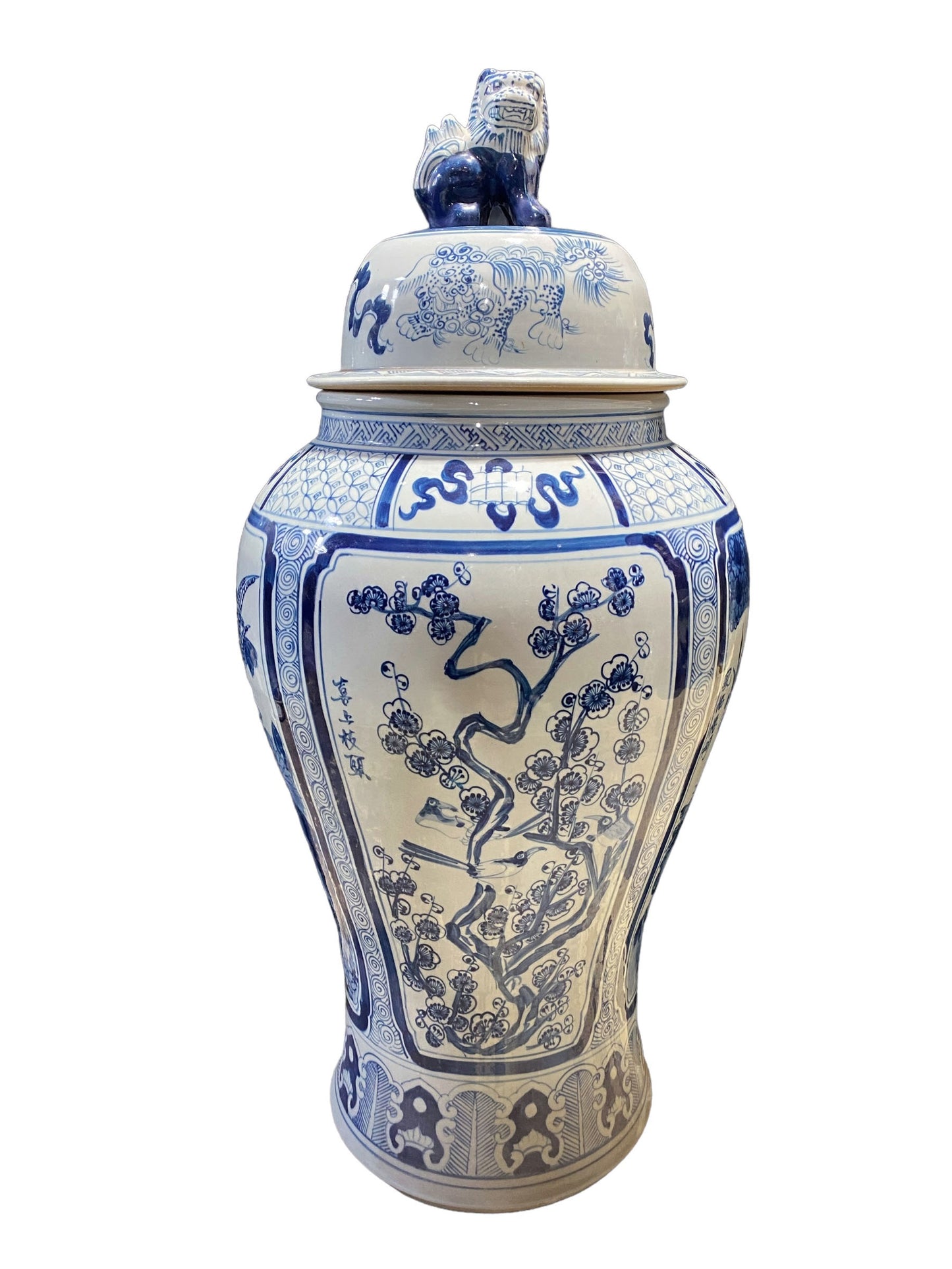 #7201/973 LG Chinoiserie B & W Porcelain Ginger Jar Four Seasons 37" H