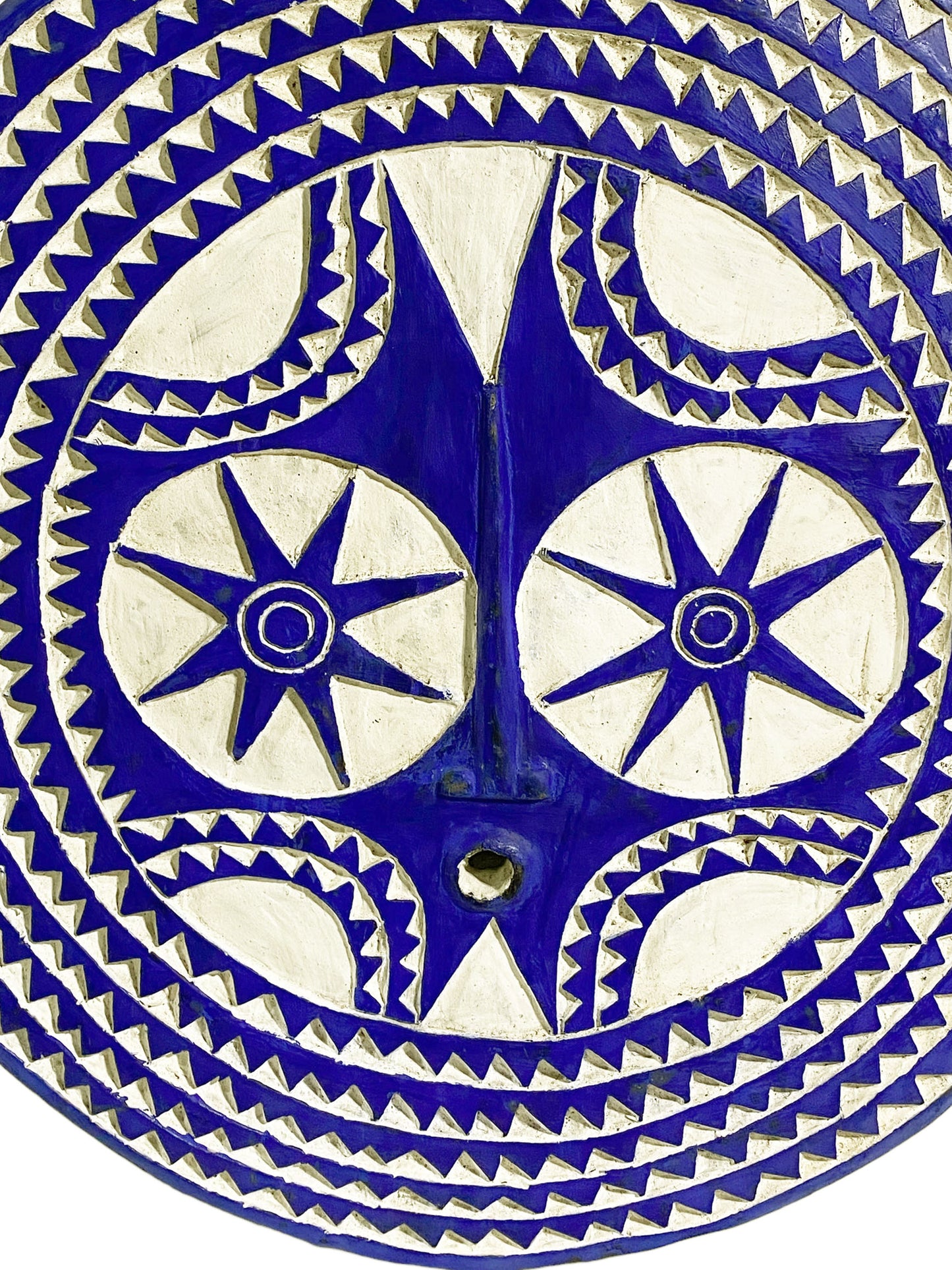 #894 Lg Bwa Sun Mask Blue and White Burkina Faso 28.5" H African Art