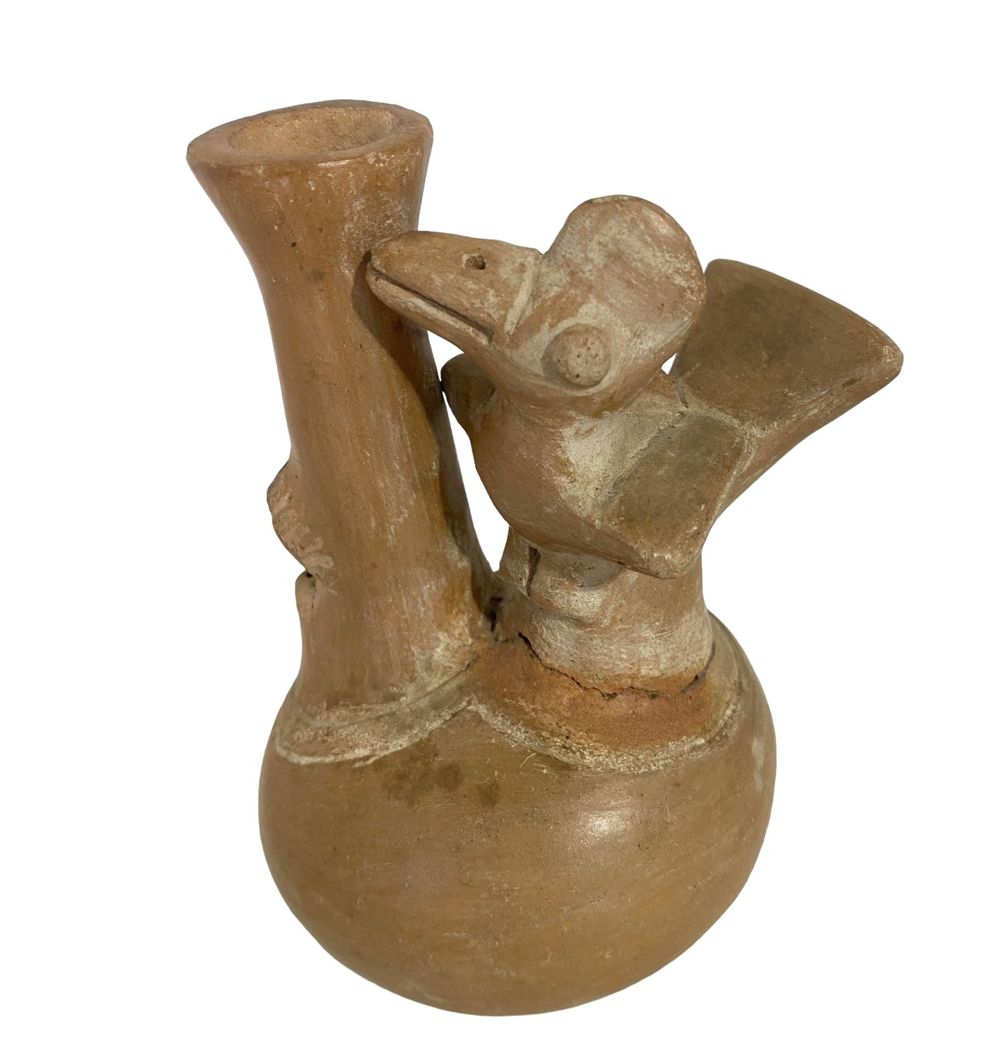 #6180 Pre Columbian Style Artifact Relic Bird Vessel Whistling Jar Sculpture 6" H