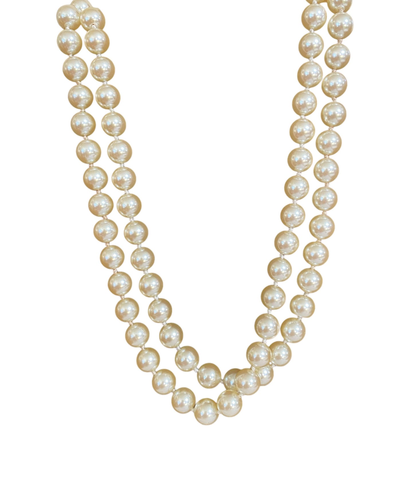 #6284 Vintage Czech Faux Large Pearl Necklace 18"