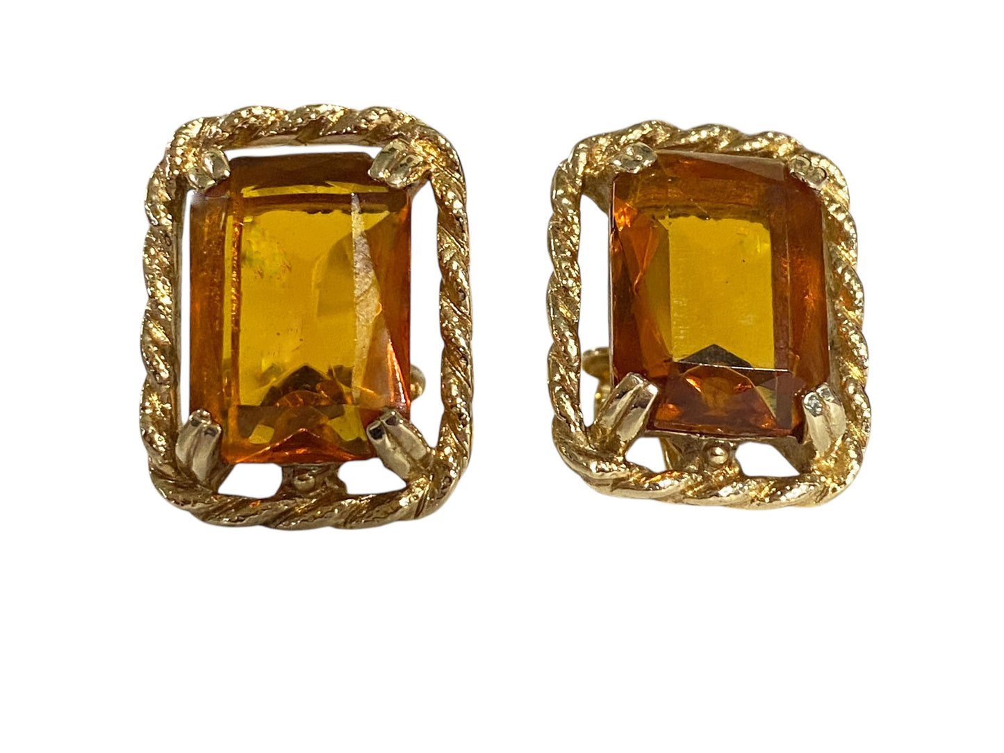 #6305 Vintage Sarah Coventry Clip on Earrings W/Faux Topaz Stone