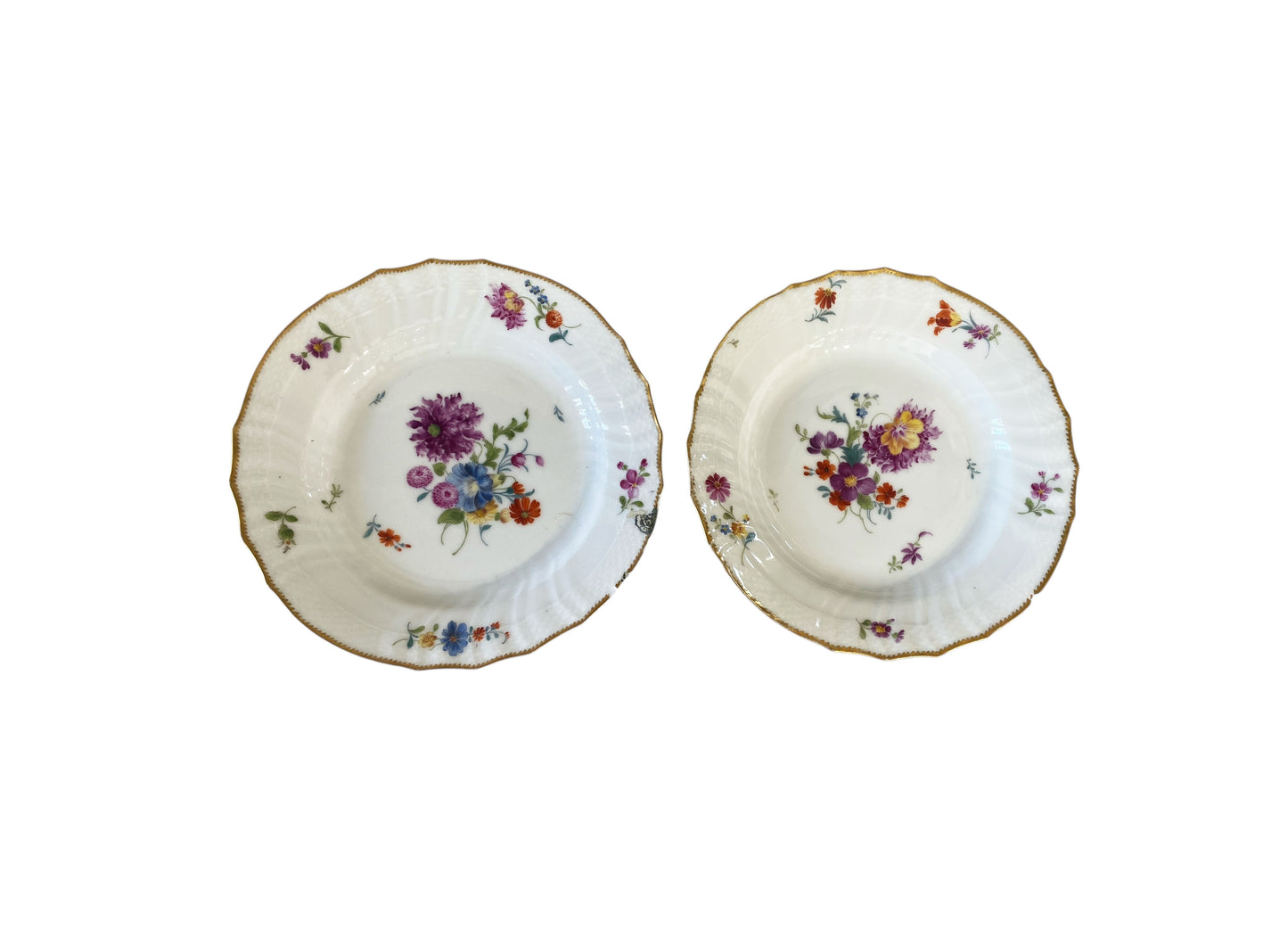 #6349 19th C Hand Painted Royal Copenhagen Plates 8" Diameter S/2