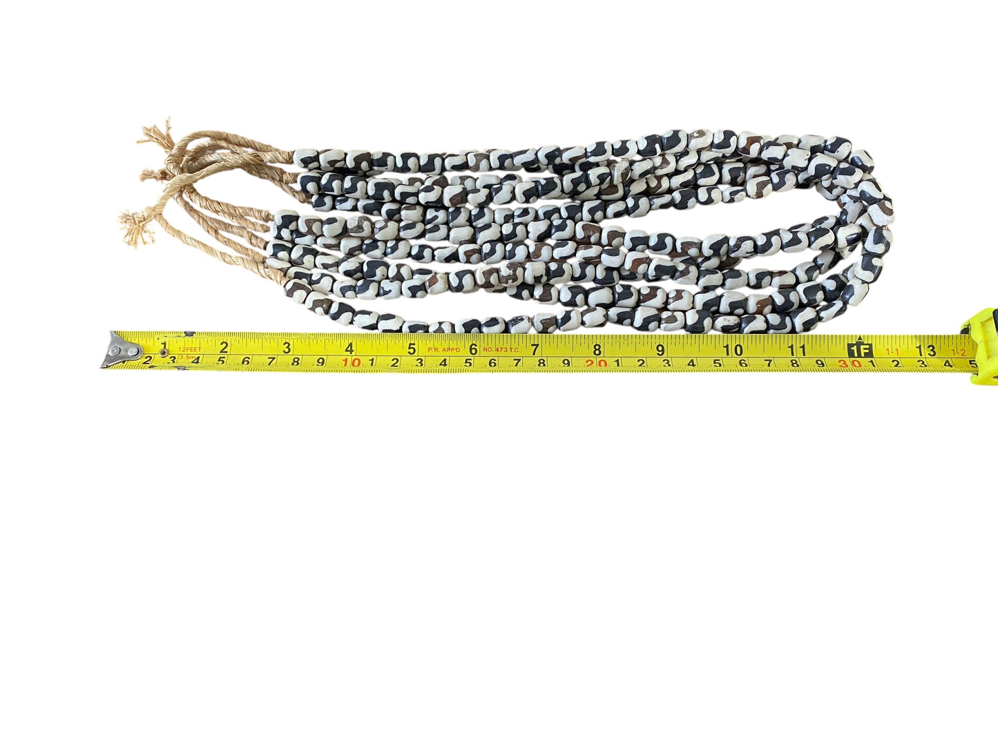 #208A African Kenyan 4 strands Necklaces Brown and white Batik Bone Trade Beads