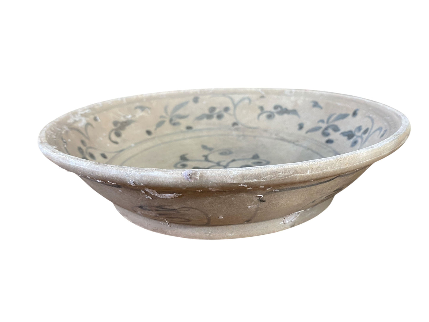 #6848 15th Century Hoi An Hoard Shipwreck Blue/White Dish with Floral 9" D