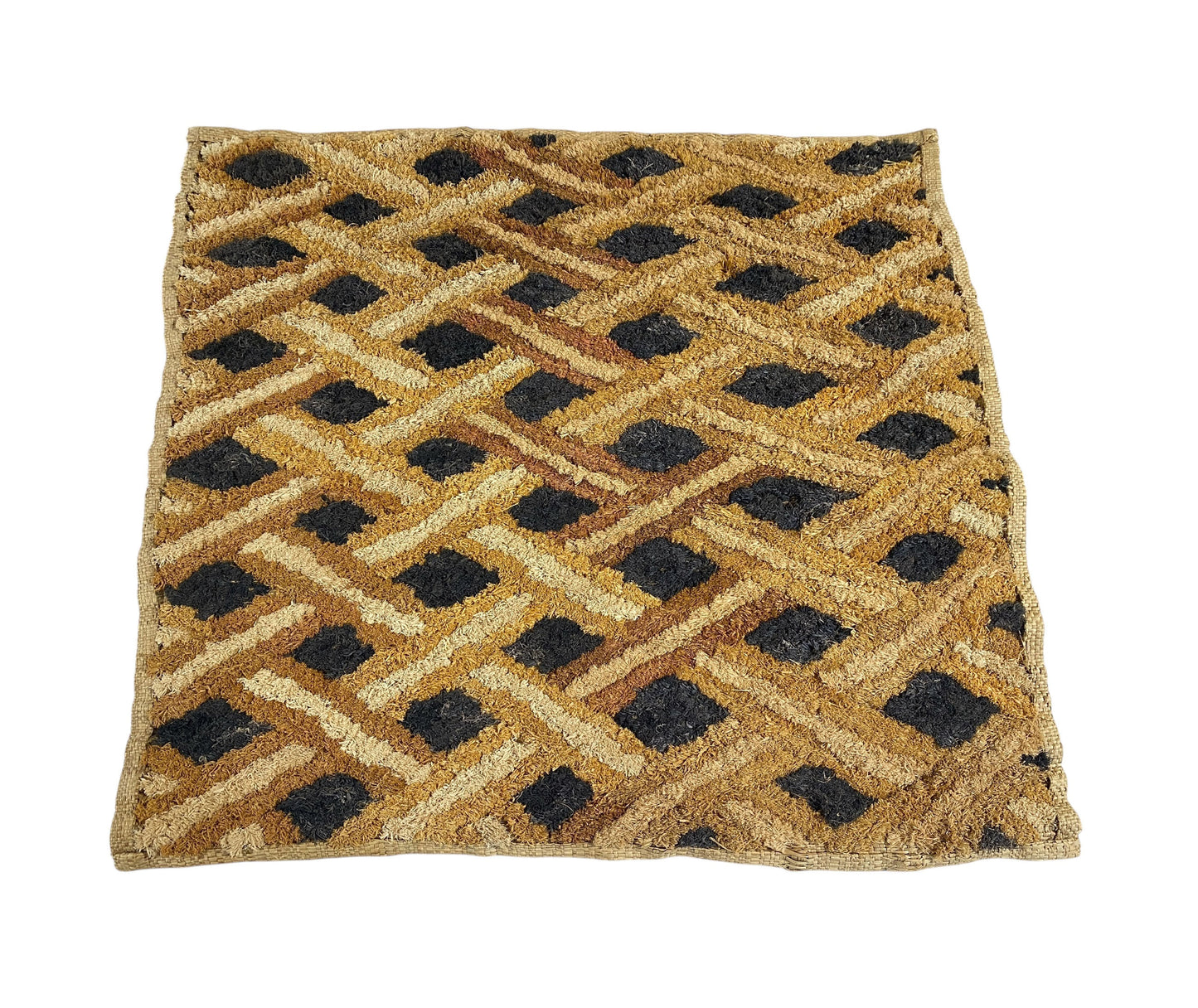 #2038 Superb African Kuba Kasai Velvet Raffia Textile Zaire 23 "by 22.5"