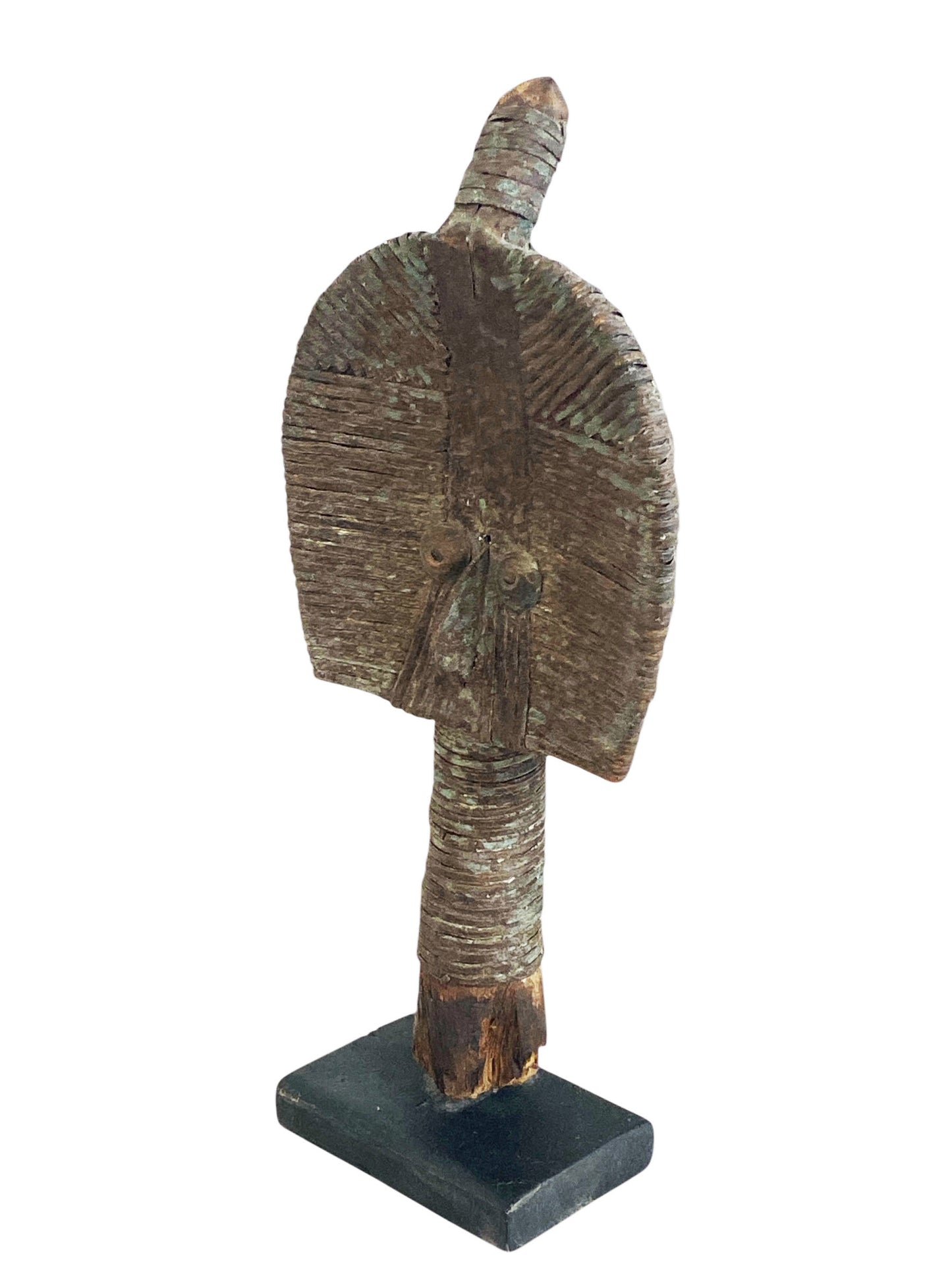 #1139 Rare Old African Bakota Figure Brass Of A Naga  Gabon on Stand 11.5" H