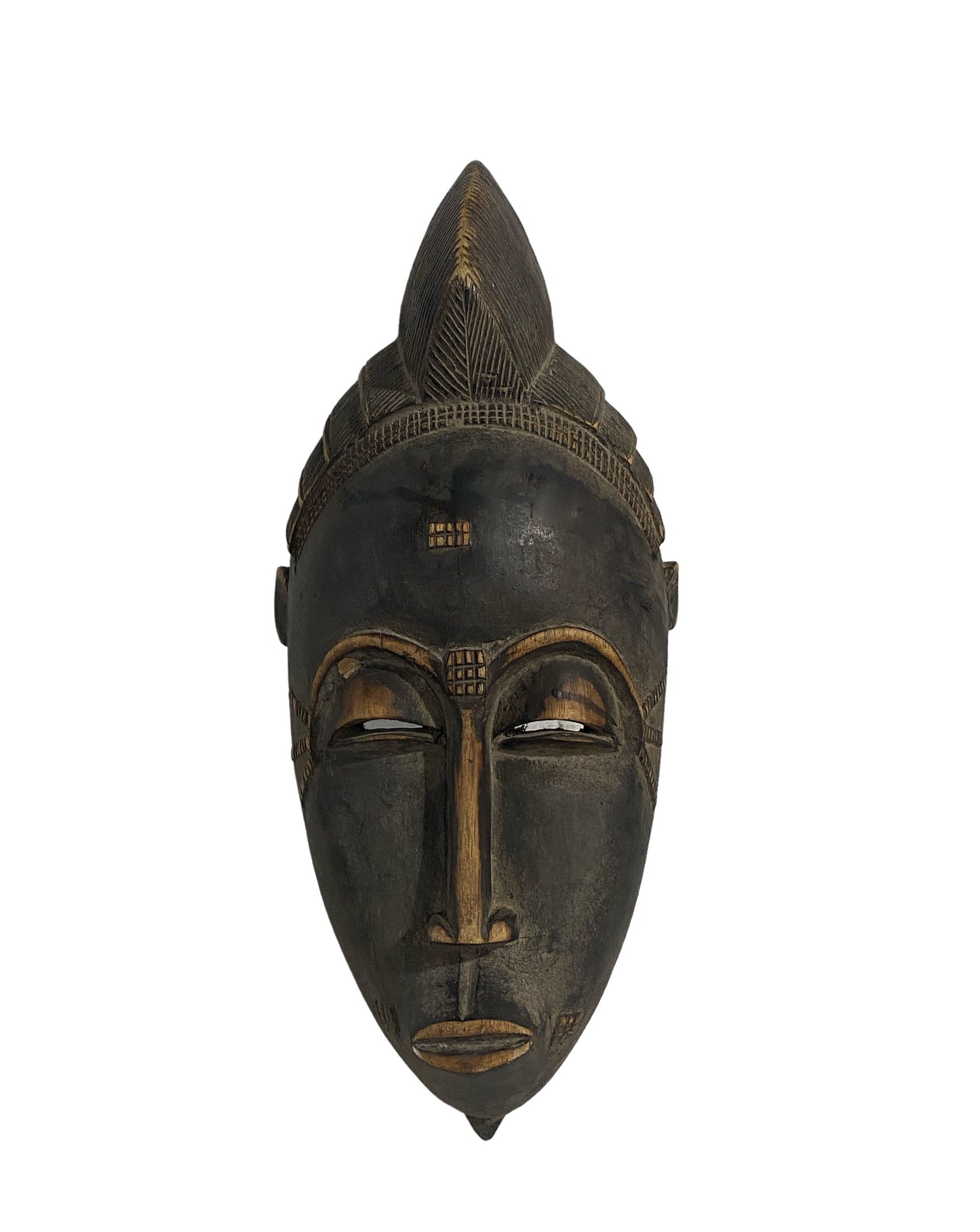 #5996 Vintage African Baule Portrait Mask Cote D'ivoire 13" H