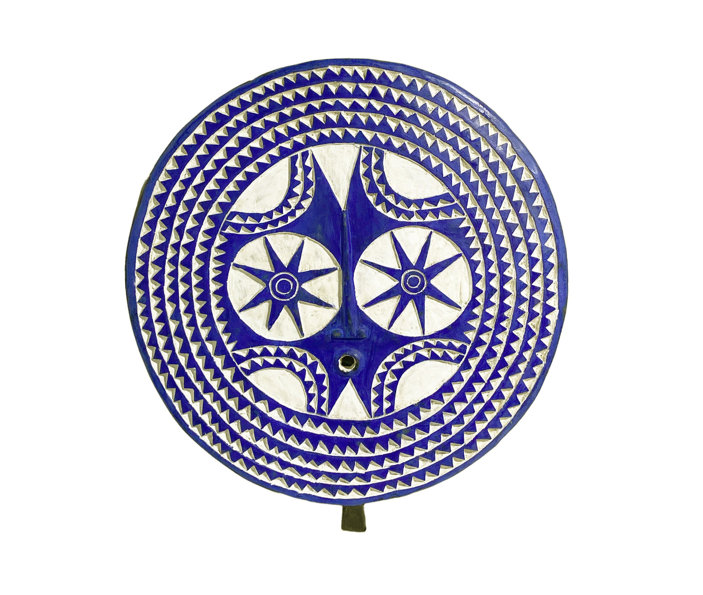 #894 Lg Bwa Sun Mask Blue and White Burkina Faso 28.5" H African Art