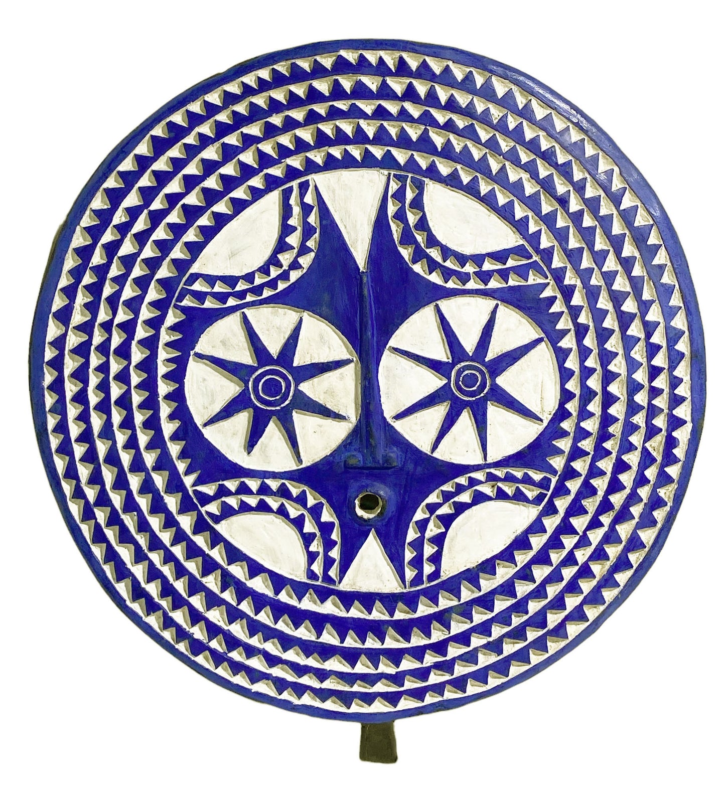 #894 Lg Bwa Sun Mask Blue and White Burkina Faso 28.5" H African Art