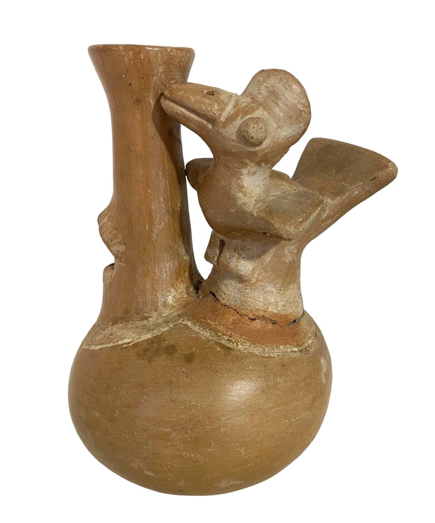 #6180 Pre Columbian Style Artifact Relic Bird Vessel Whistling Jar Sculpture 6" H
