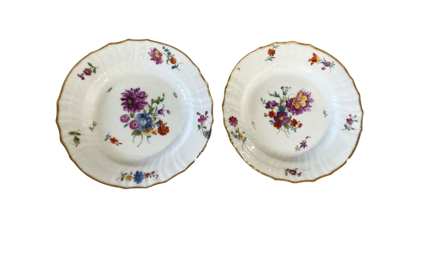 #6349 19th C Hand Painted Royal Copenhagen Plates 8" Diameter S/2