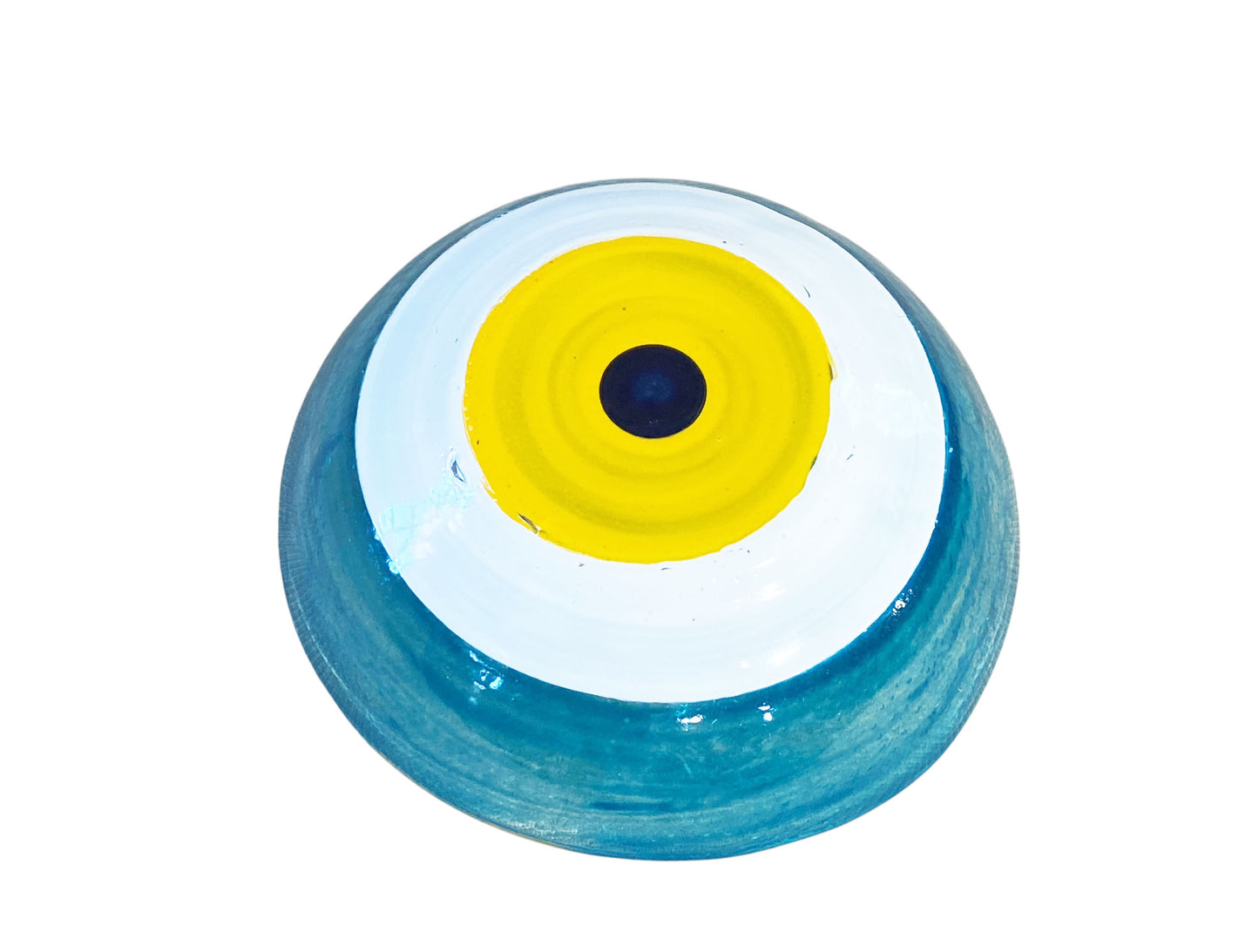 #3783 Middle Eastern Turquoise Glass Bowl with Eye 4.75" D