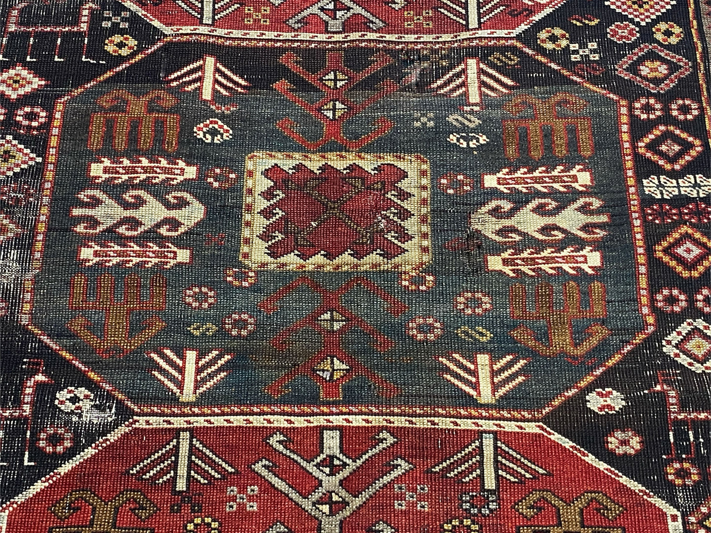 #892 Rare exquisite 19th Caucasian Chagli Rug 79"by 55"w
