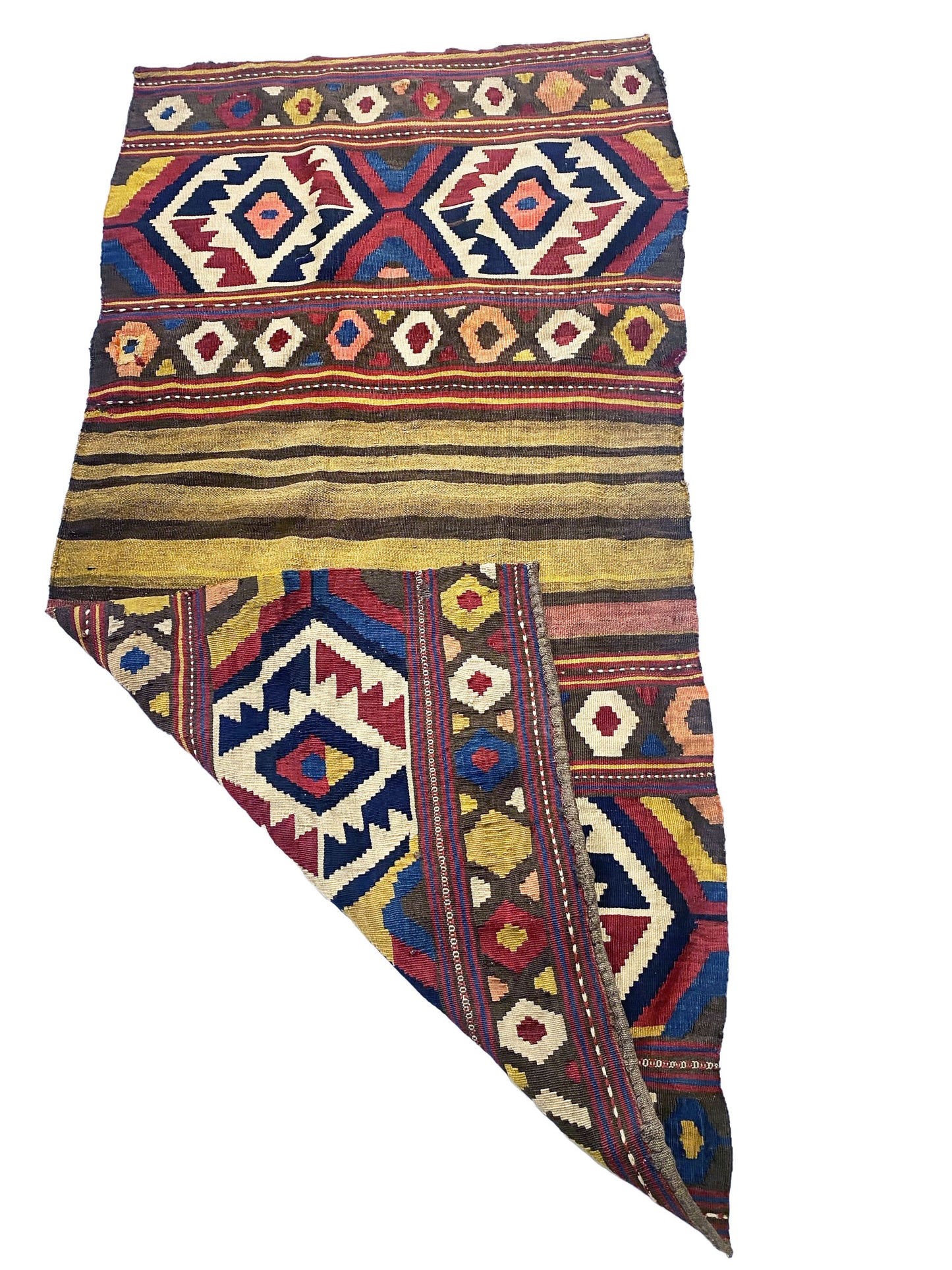 #7165 Antique and Rare Tribal Caucasian Kuba Kilim 5'6" by 2'9"