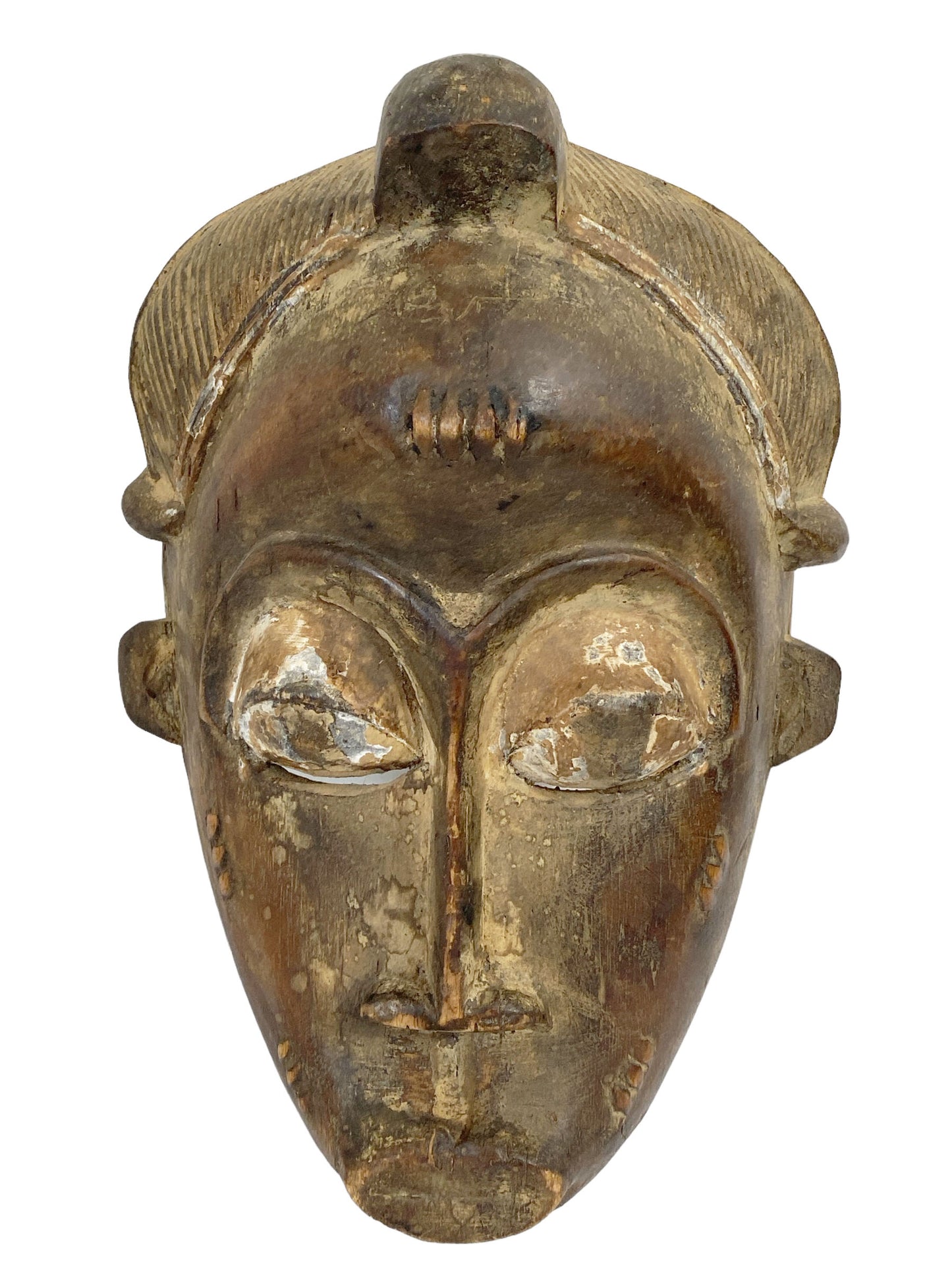 #5996 Vintage African Baule Portrait Mask Cote D'ivoire 13" H