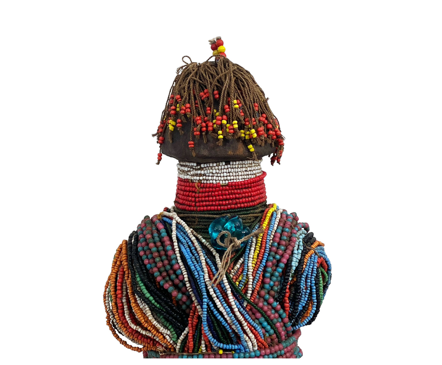 #7708/814 African Beaded Fali Fertility Doll Cameroon 13" H