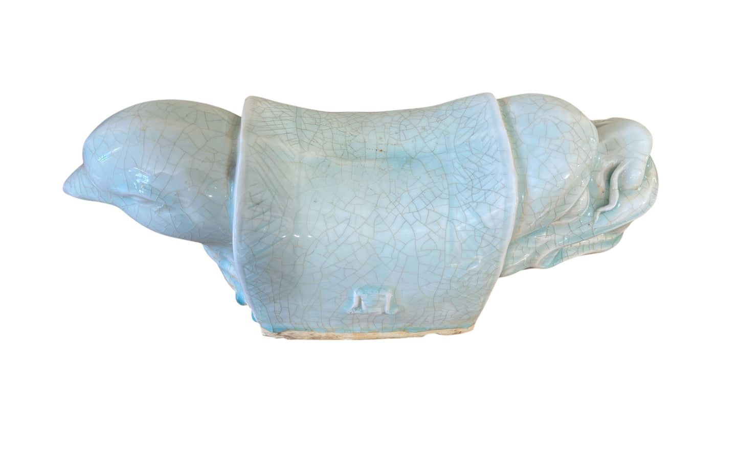 #3559 Vintage Chinoiserie Celadon Head Rest / Pillow 13.5" W