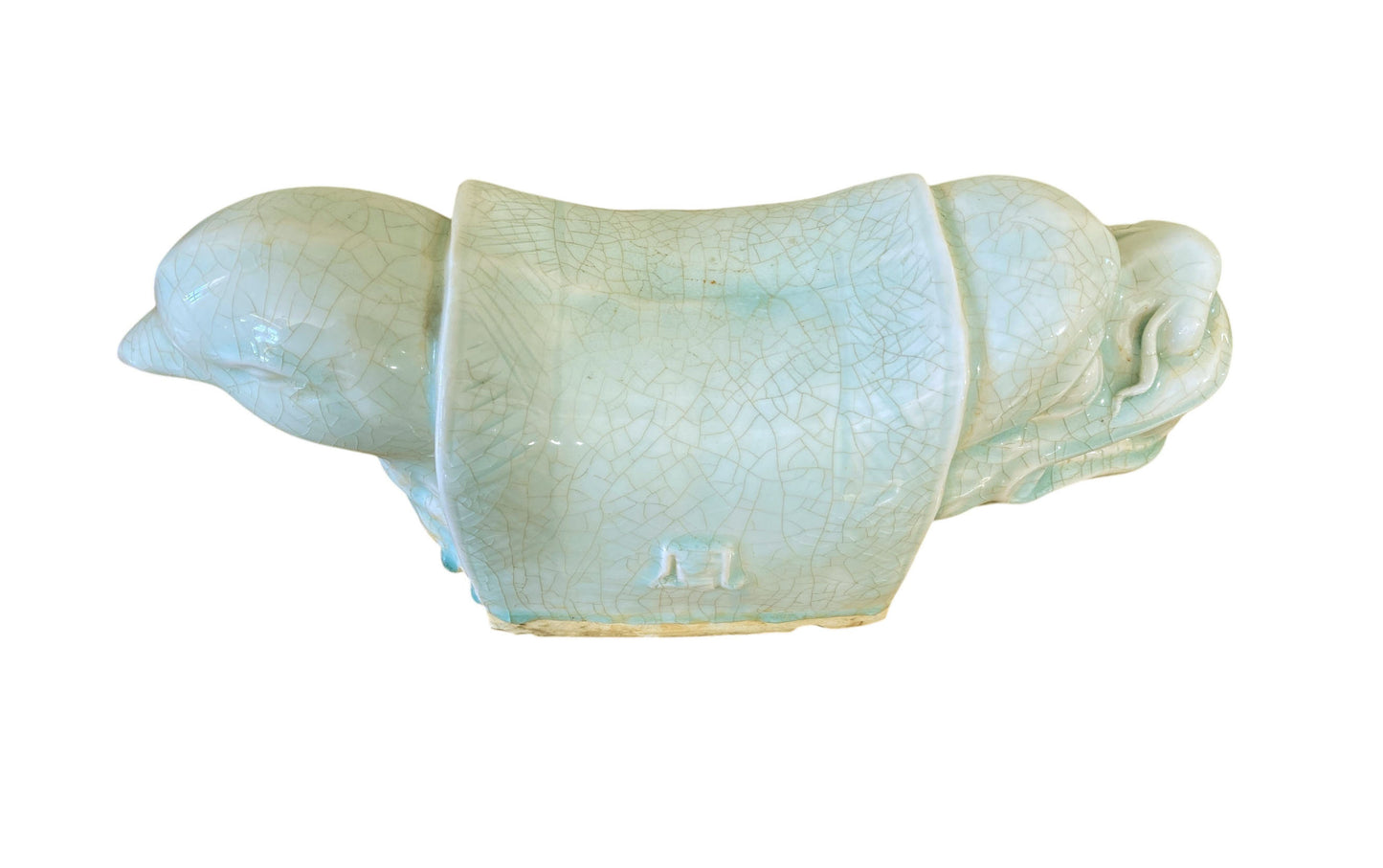 #3559 Vintage Chinoiserie Celadon Head Rest / Pillow 13.5" W