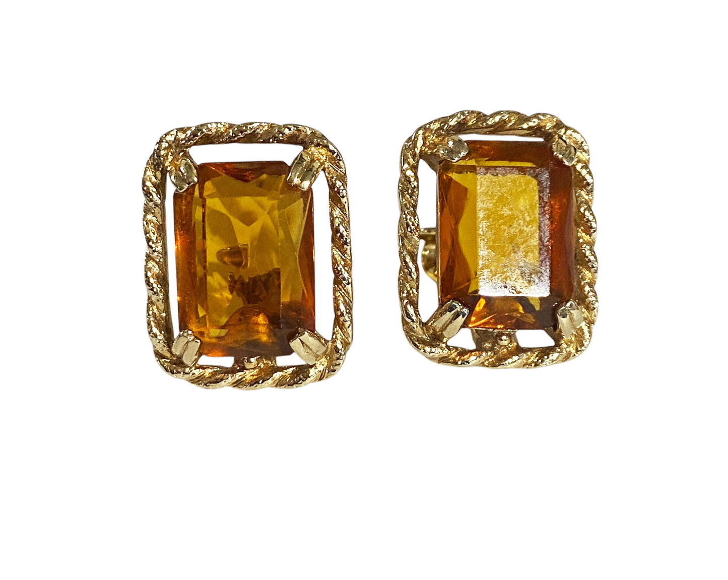 #6305 Vintage Sarah Coventry Clip on Earrings W/Faux Topaz Stone