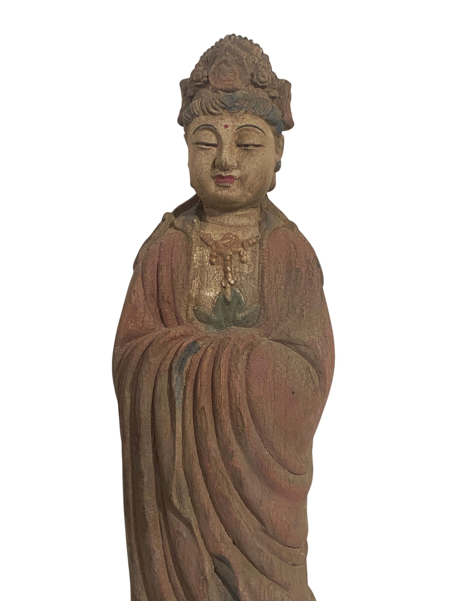 #6367 Superb Vintage Chinoiserie Wooden Medicine Buddha 23" H w/stand