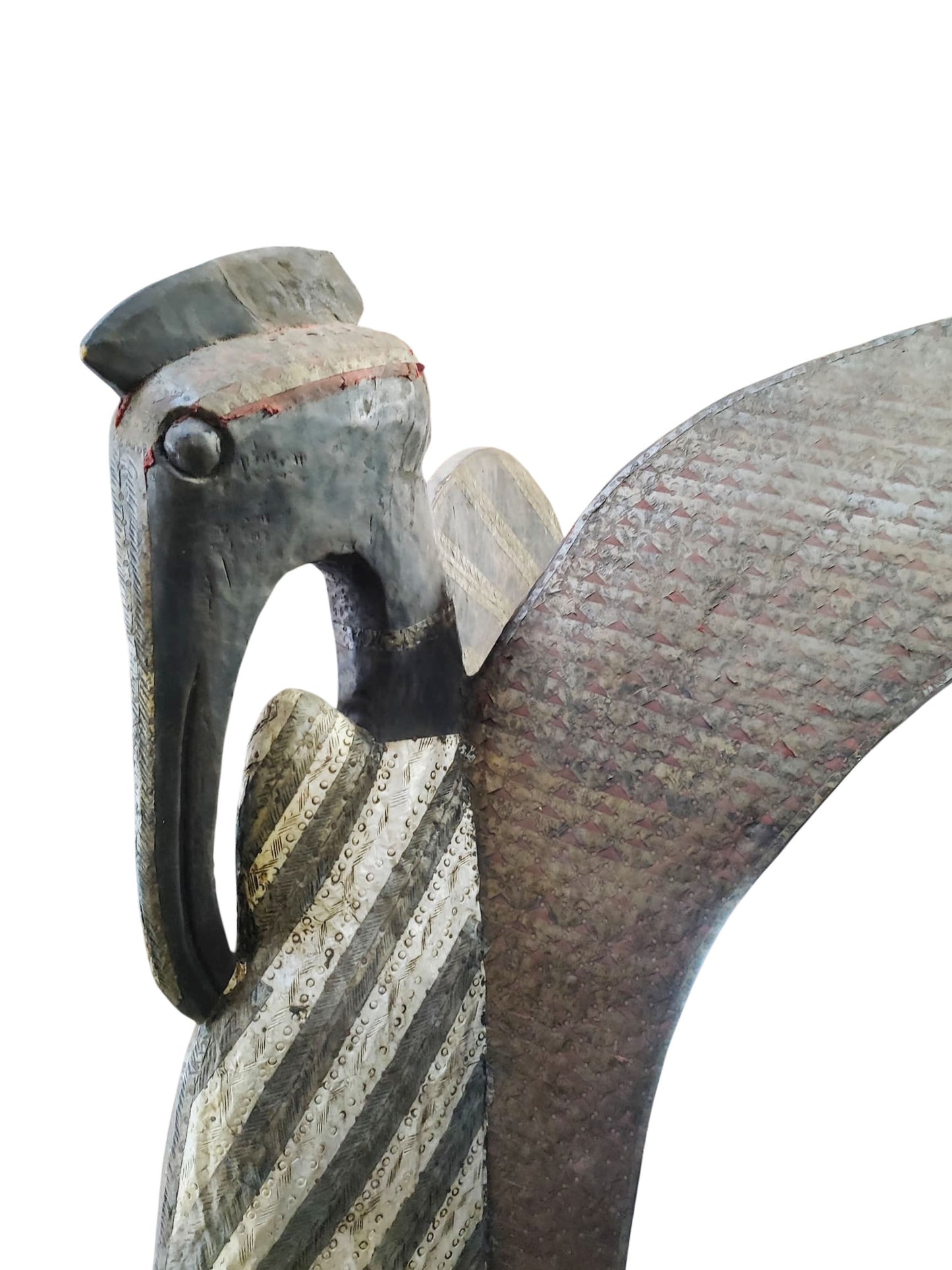 #3864 Huge Sculpture of Senufo Bird Statue Cote d'Ivoire 82" H