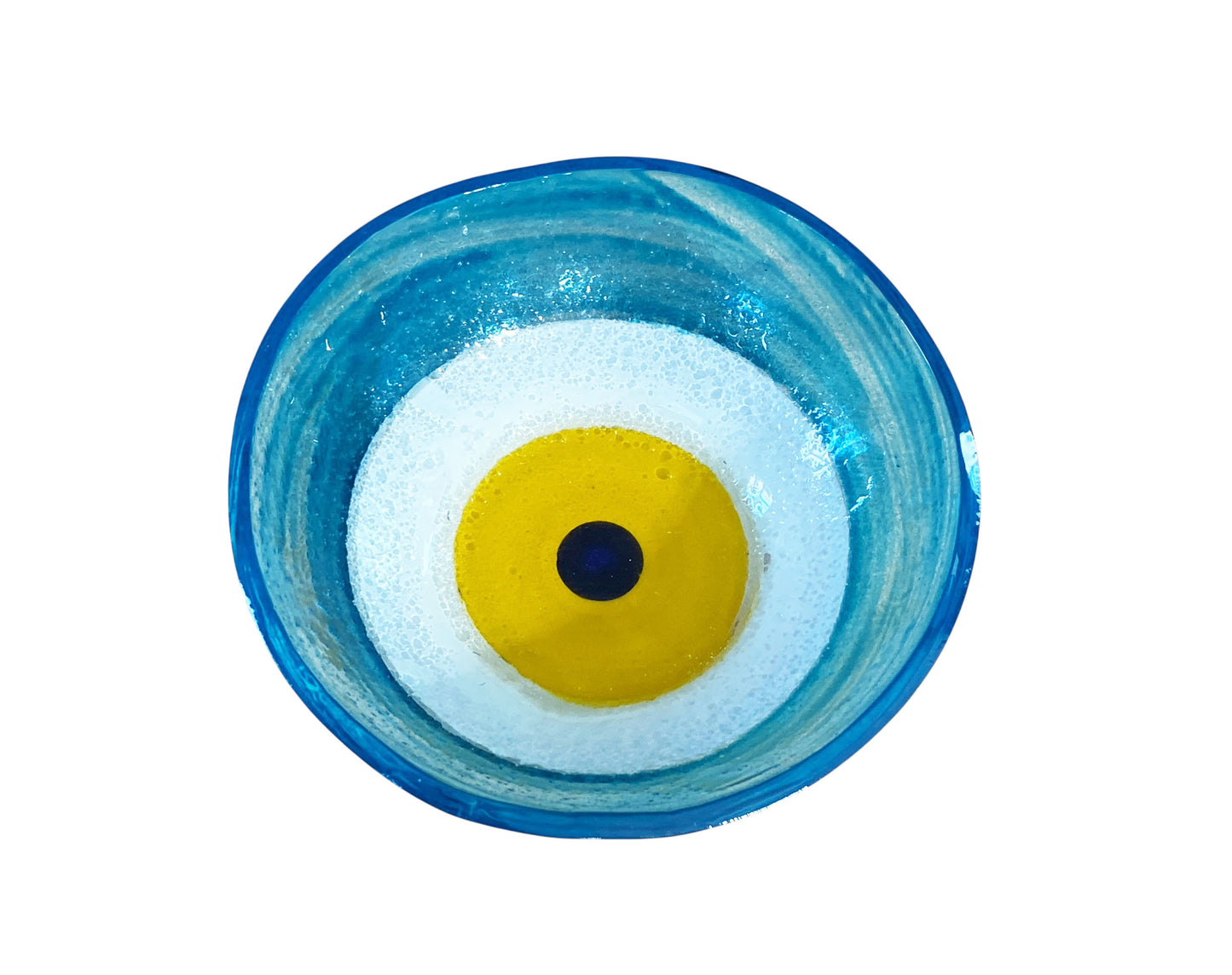 #3783 Middle Eastern Turquoise Glass Bowl with Eye 4.75" D