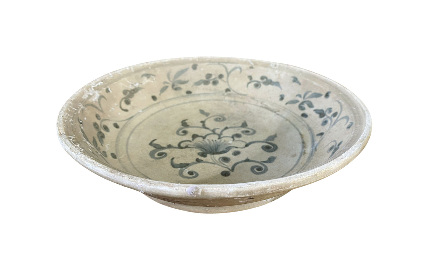 #6848 15th Century Hoi An Hoard Shipwreck Blue/White Dish with Floral 9" D