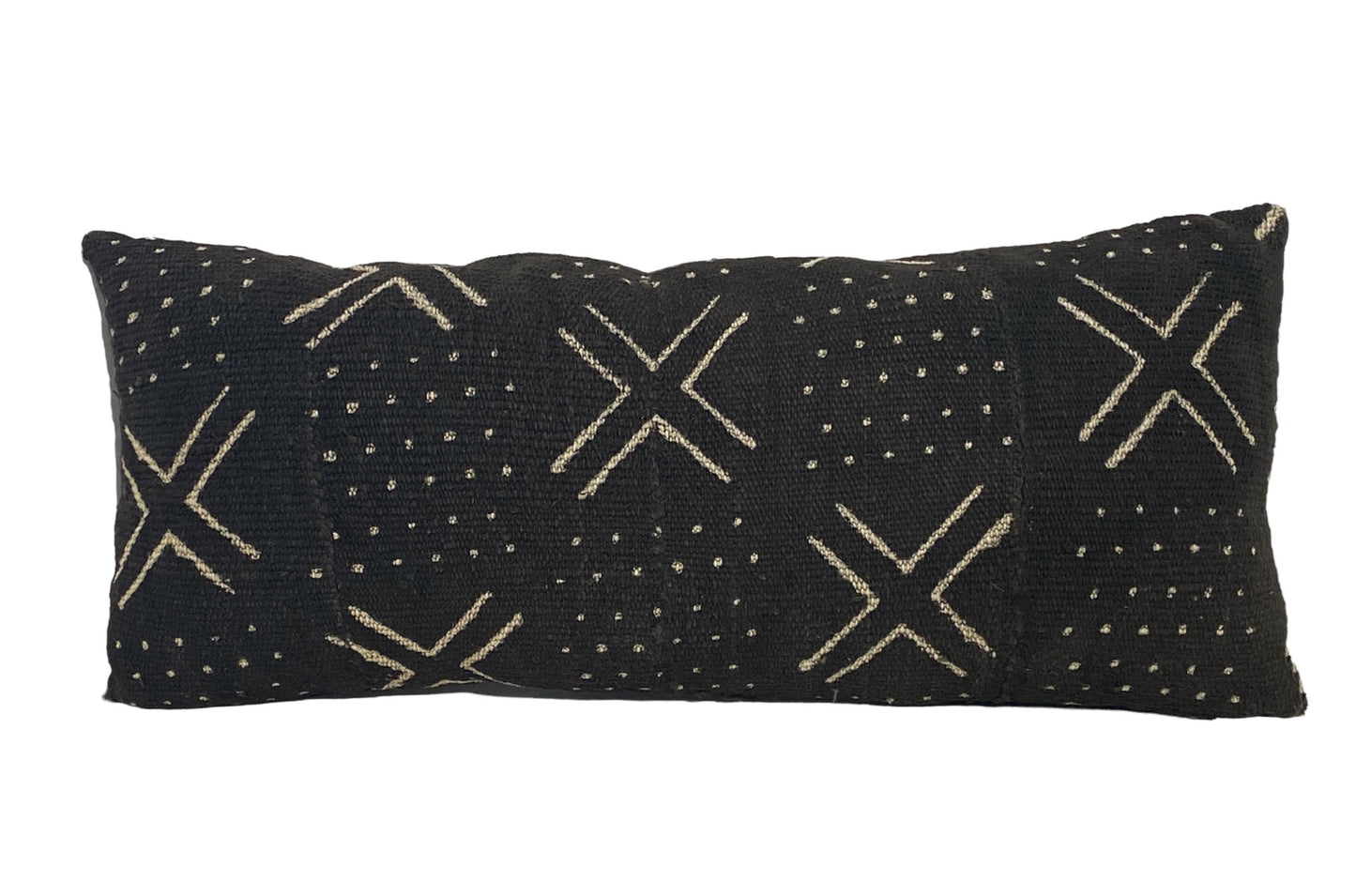 #5902 African Vintage Mud Cloth Black & White Lumbar Pillow Mali 19" W