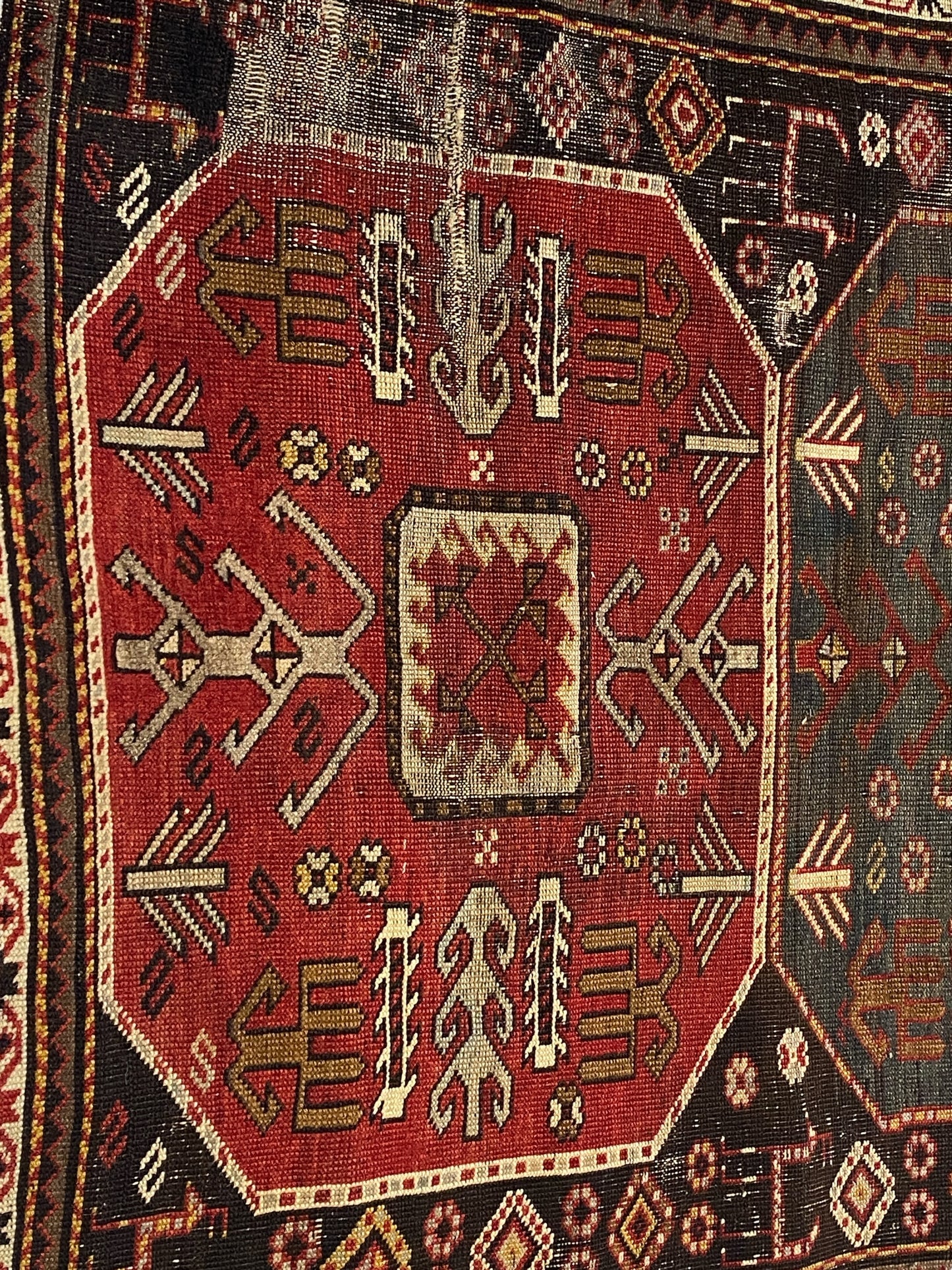 #892 Rare exquisite 19th Caucasian Chagli Rug 79"by 55"w
