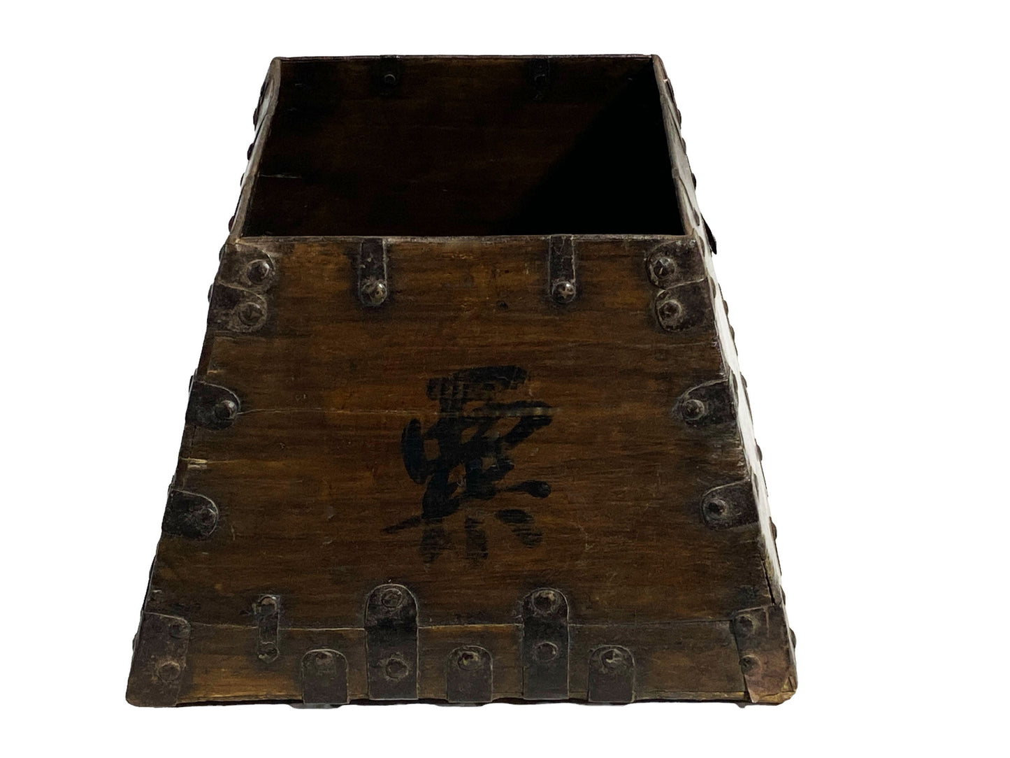 #6086 Vintage Chinese Grain Rice Measure Wooden Bucket Basket Box 10" H