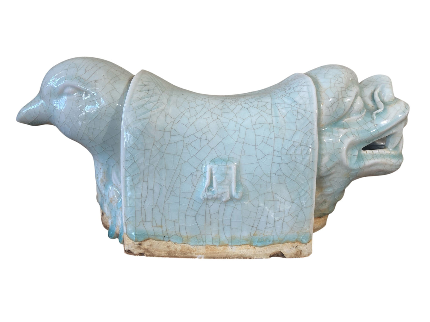 #3559 Vintage Chinoiserie Celadon Head Rest / Pillow 13.5" W