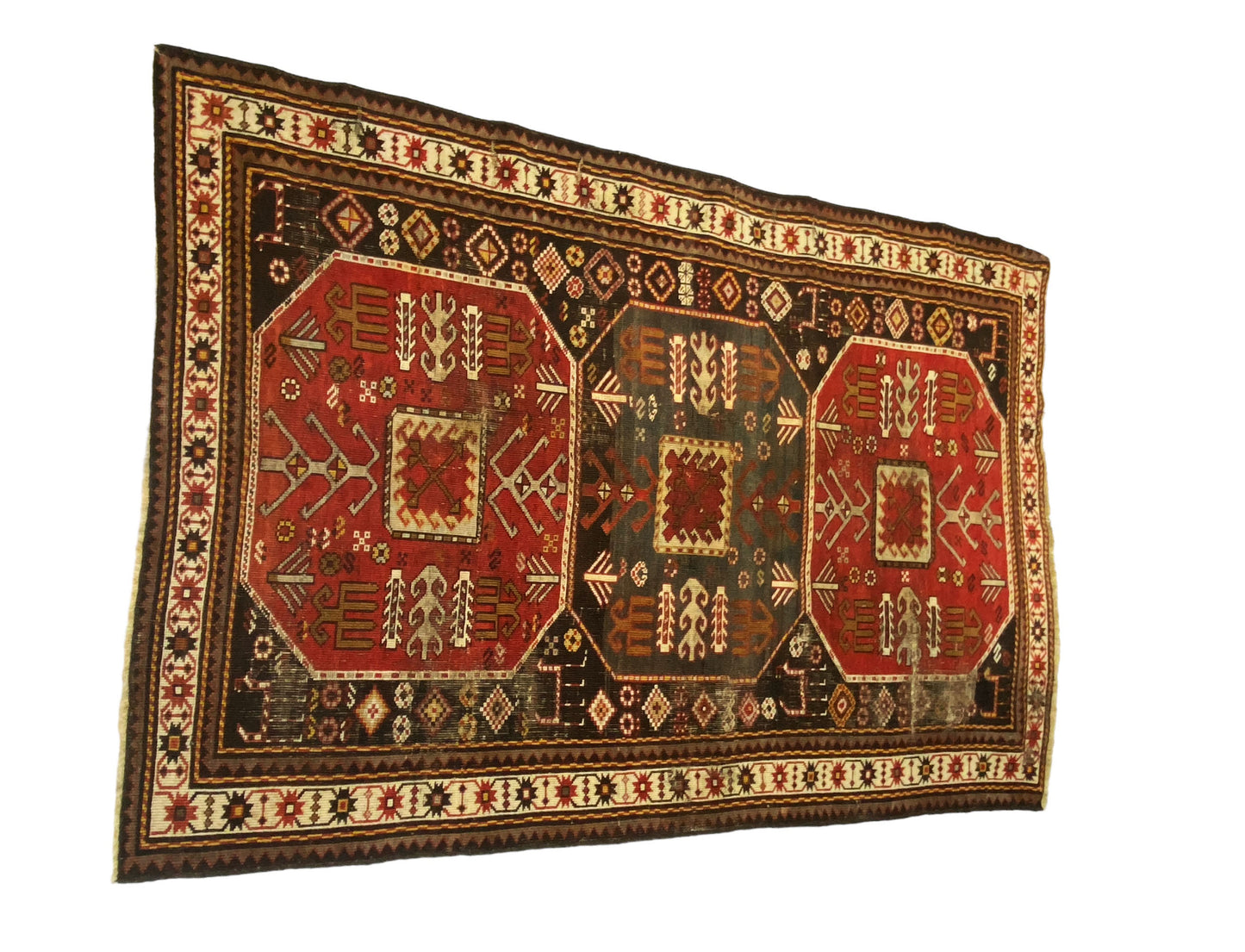 #892 Rare exquisite 19th Caucasian Chagli Rug 79"by 55"w