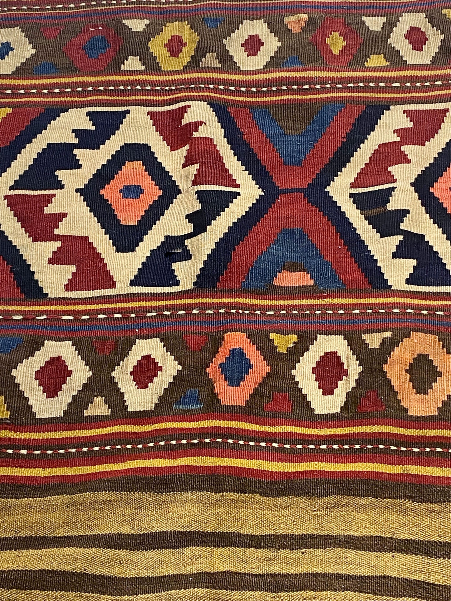 #7165 Antique and Rare Tribal Caucasian Kuba Kilim 5'6" by 2'9"