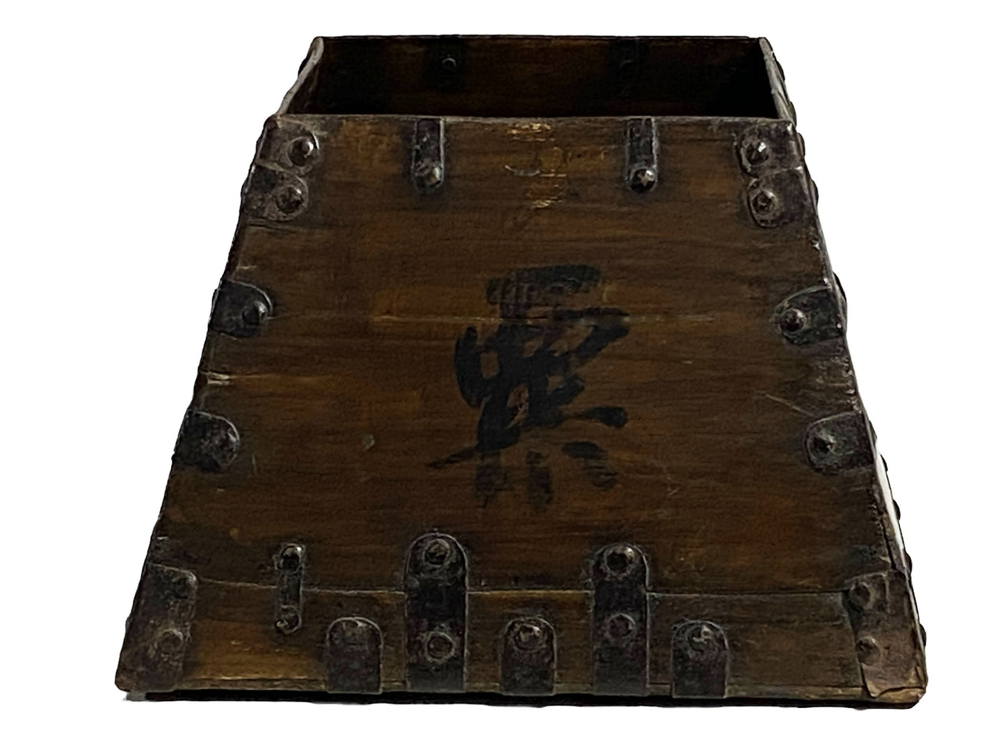 #6086 Vintage Chinese Grain Rice Measure Wooden Bucket Basket Box 10" H