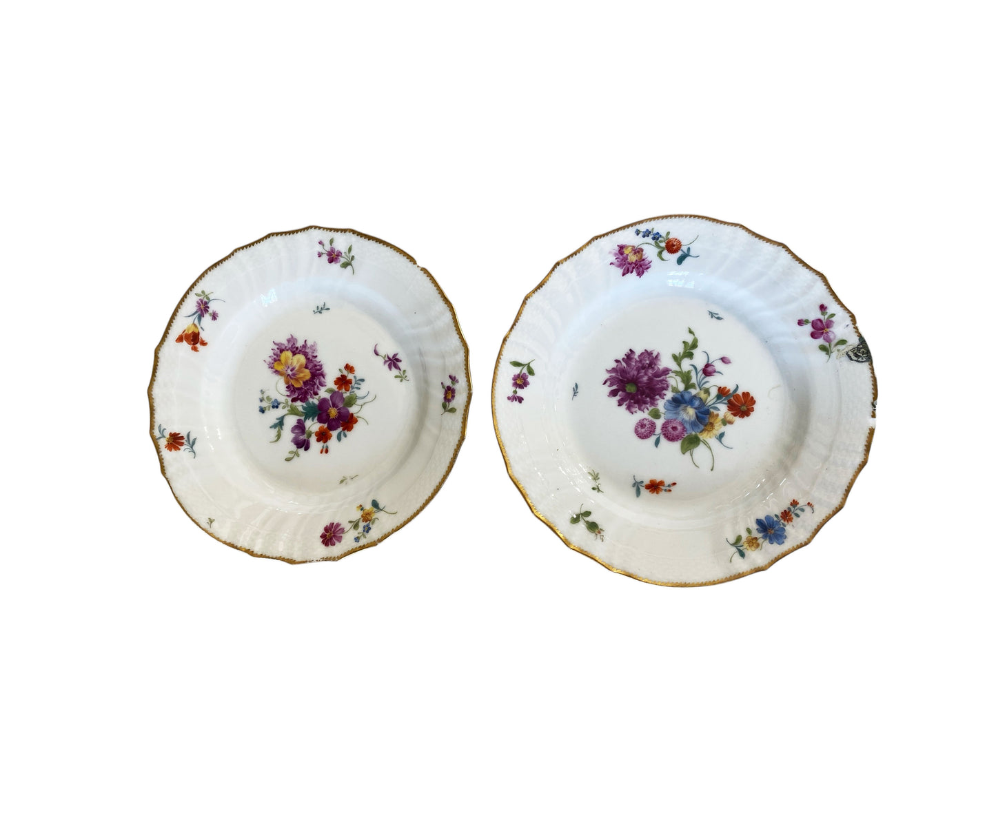 #6349 19th C Hand Painted Royal Copenhagen Plates 8" Diameter S/2