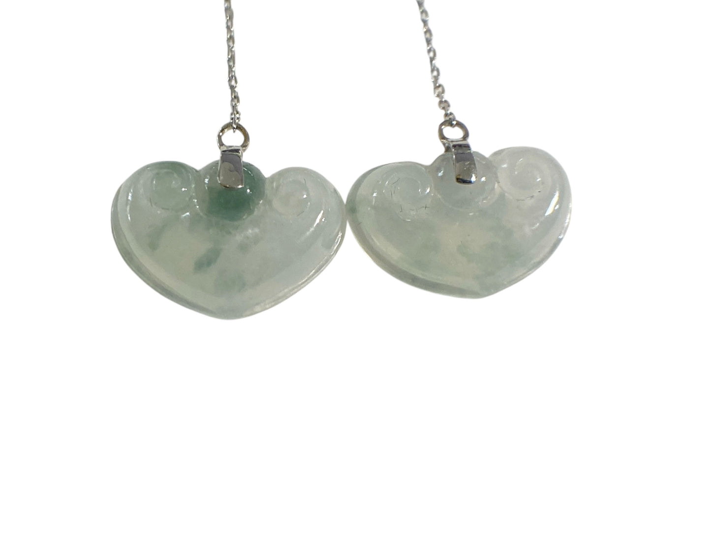 #6426 Vintage Elegant 18k Gold Jadeite Jade Blue Rice Water Ear Stud Earrings