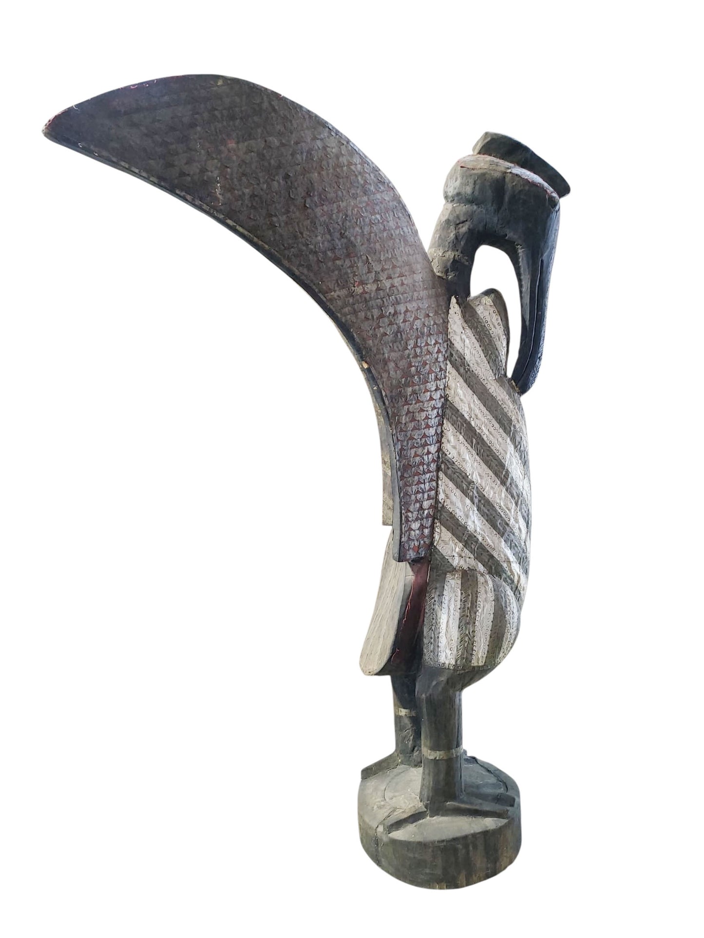 #3864 Huge Sculpture of Senufo Bird Statue Cote d'Ivoire 82" H