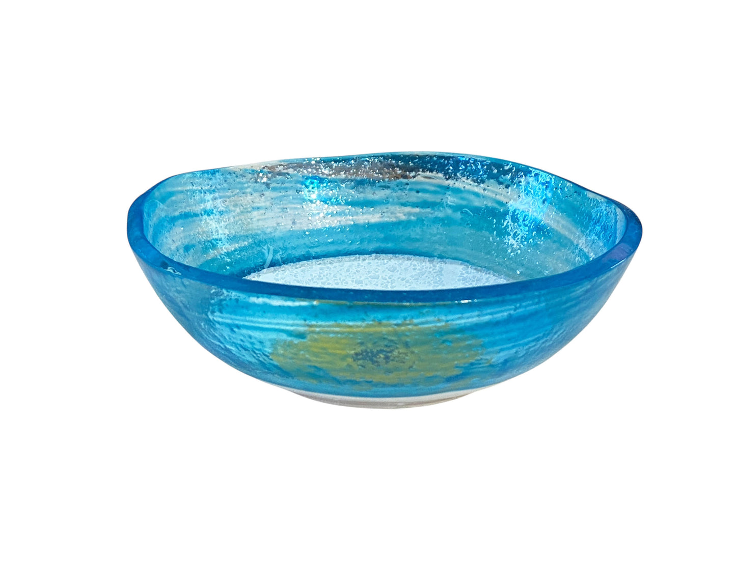 #3783 Middle Eastern Turquoise Glass Bowl with Eye 4.75" D