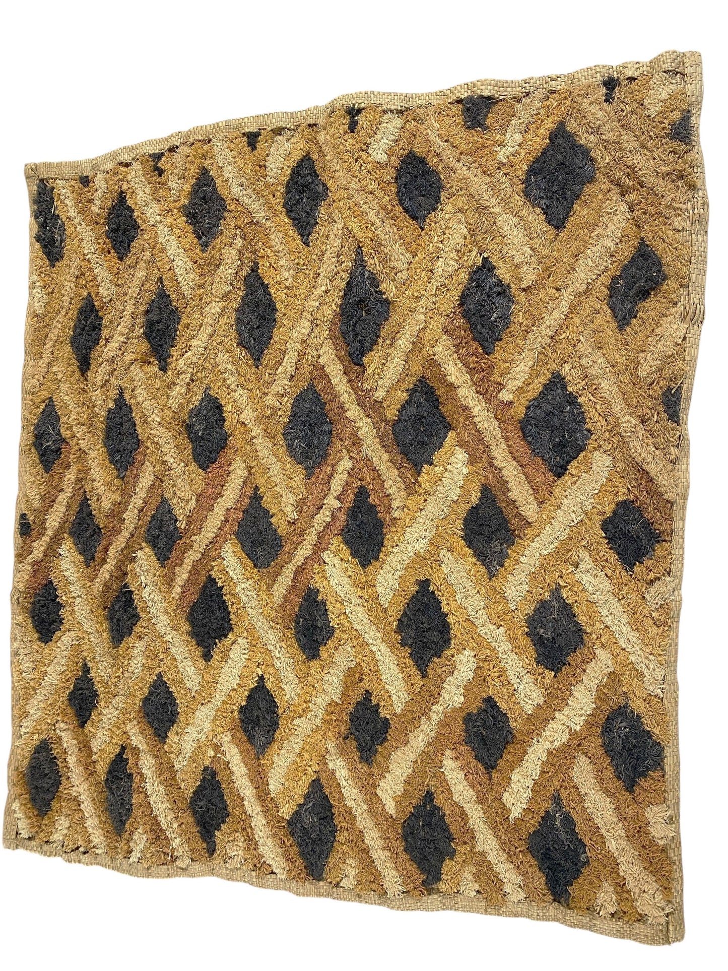 #2038 Superb African Kuba Kasai Velvet Raffia Textile Zaire 23 "by 22.5"