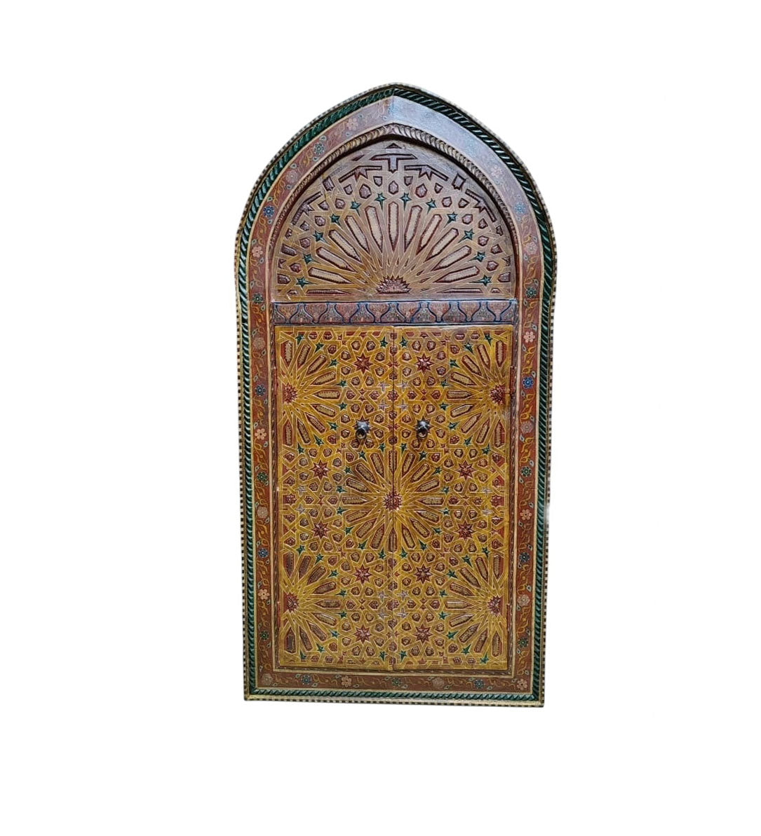 #196 Vintage Moroccan Arabesque design Hand-painted wall hanging W/Doors 58.5" H